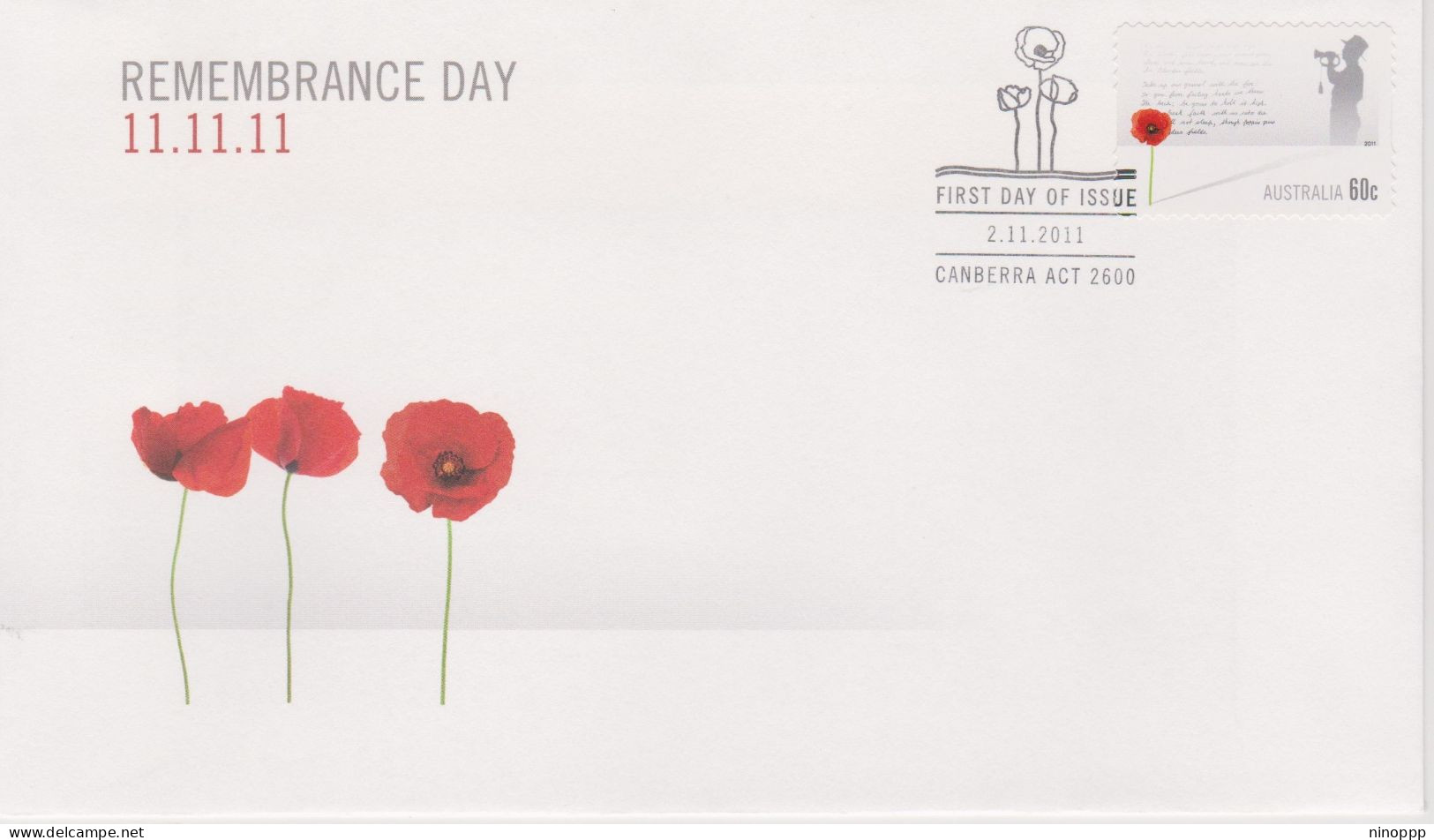 Australia 2011 Remembrance Day, Self Adhesive,FDC - Postmark Collection