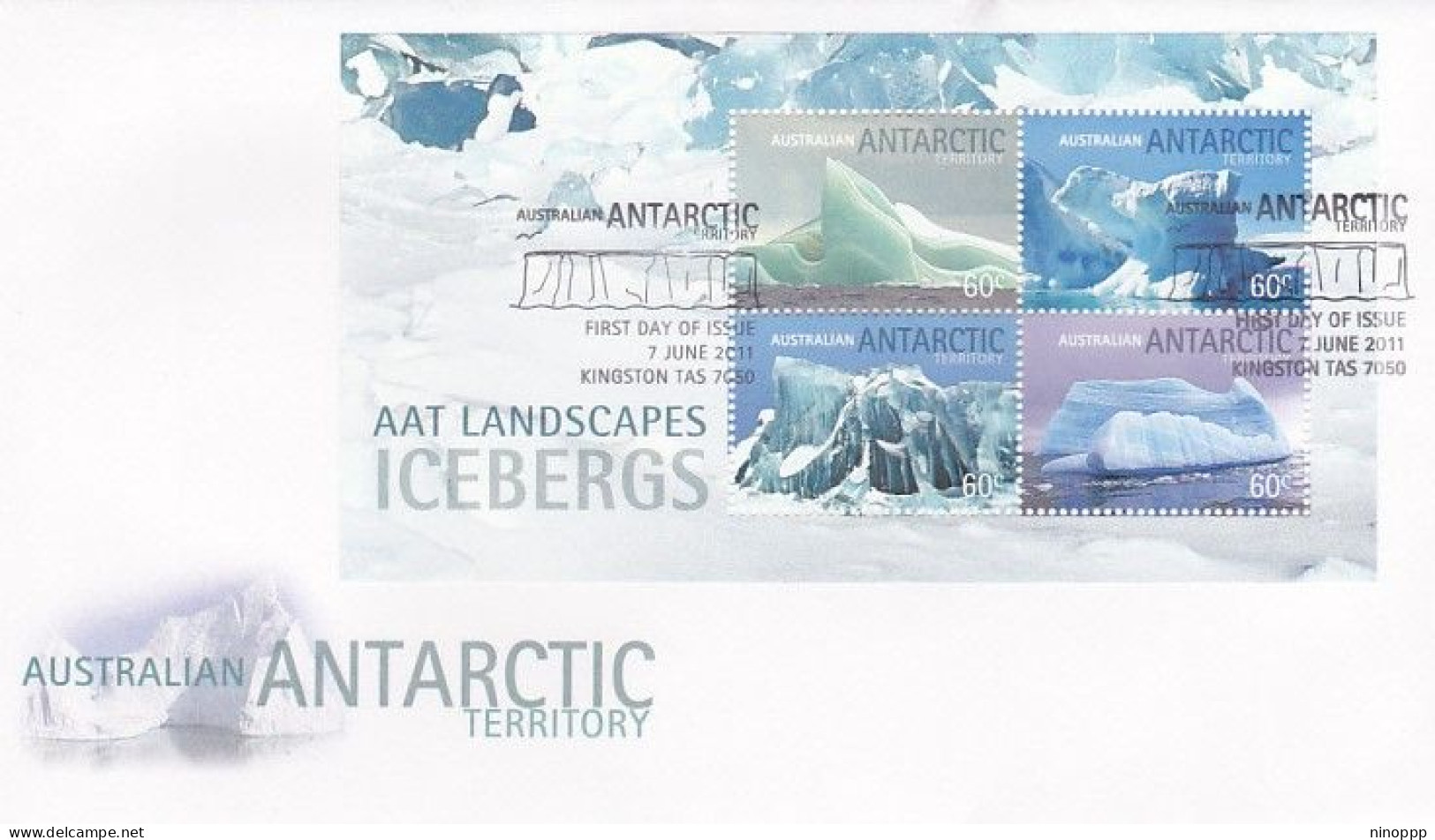 Australian Antarctic Territory 2011 Landscapes Icebergs Mini Sheet FDC - Bolli E Annullamenti