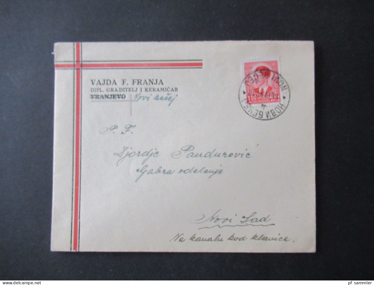 Jugoslawien 1940 Freimarken König Peter II. Mi.Nr.396 EF Dekorativer Umschlag Vajda F. Franja Vranjevo Durchgestrichen - Storia Postale