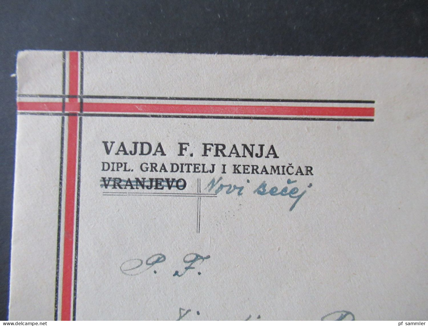 Jugoslawien 1940 Freimarken König Peter II. Mi.Nr.396 EF Dekorativer Umschlag Vajda F. Franja Vranjevo Durchgestrichen - Storia Postale