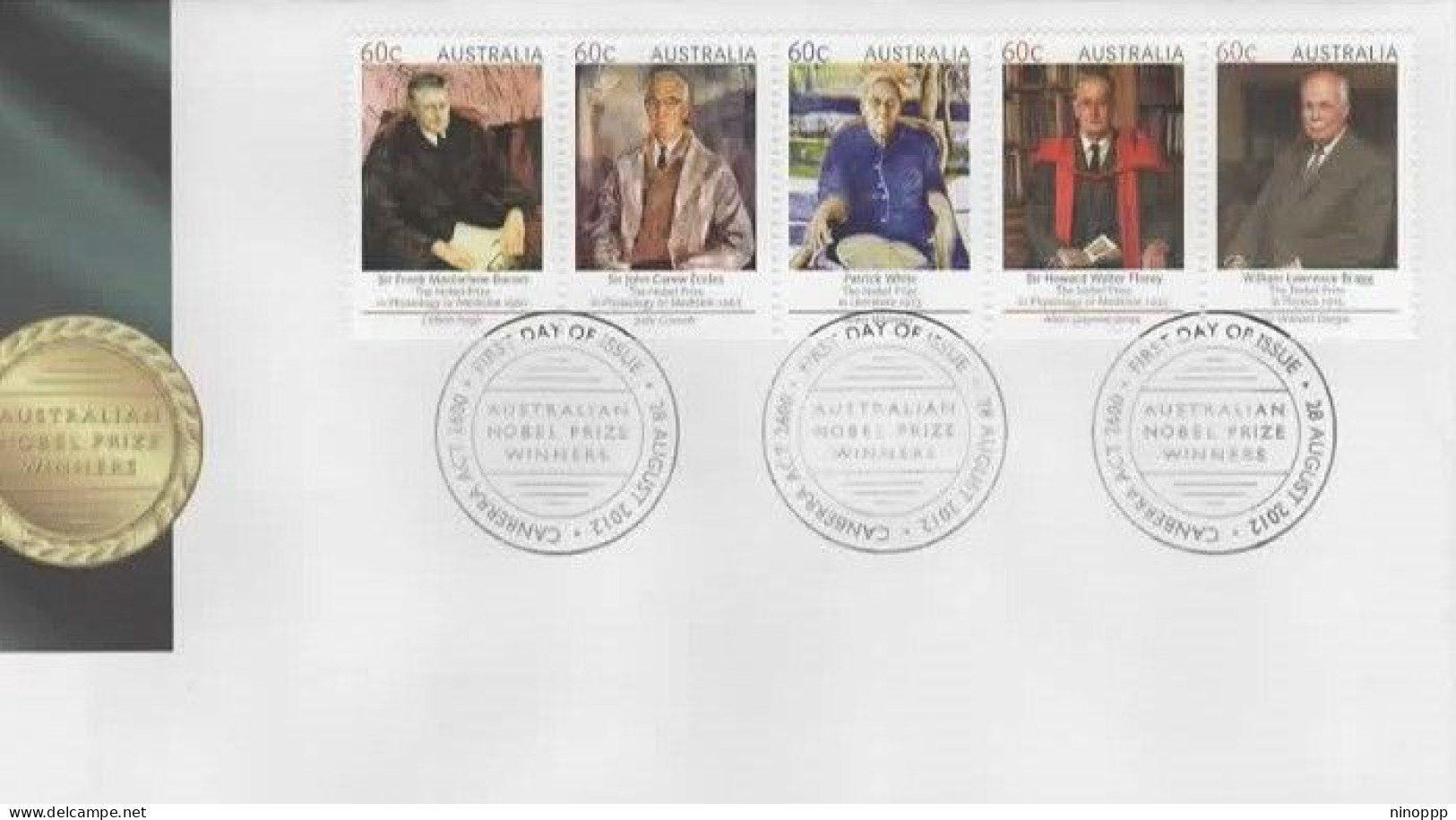 Australia 2012 Australian Nobel Prize Winners   FDC - Postmark Collection
