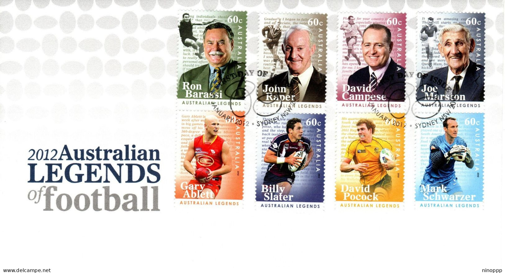 Australia 2012 Australian Legends Of Football,FDI - Poststempel