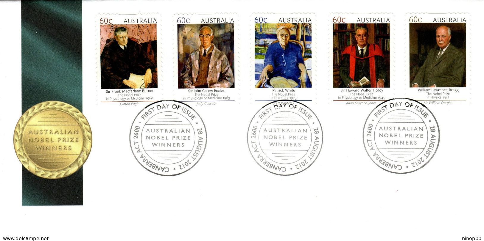 Australia 2012 Australian Nobel Prize Winners,FDI - Postmark Collection