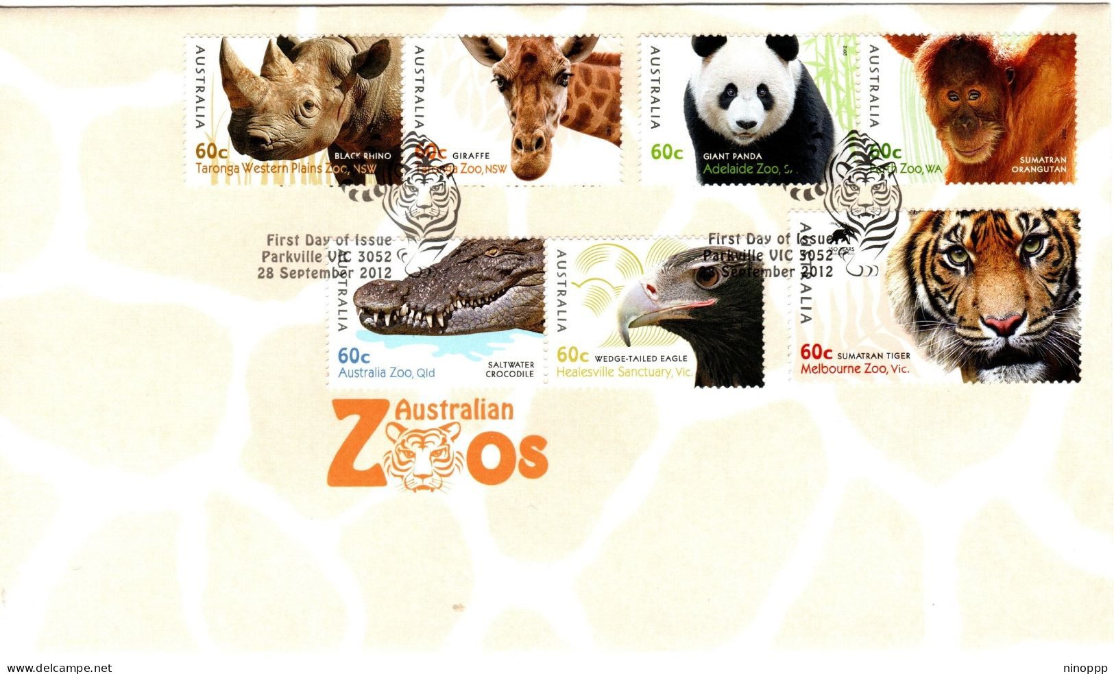 Australia 2012 Australian Zoos,FDI - Poststempel