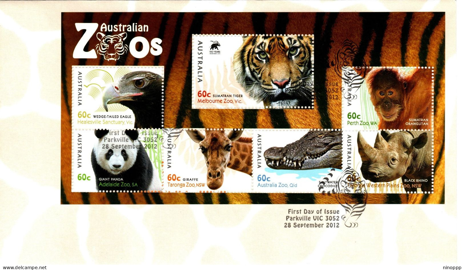 Australia 2012 Australian Zoos,Miniature Sheet,FDI - Postmark Collection