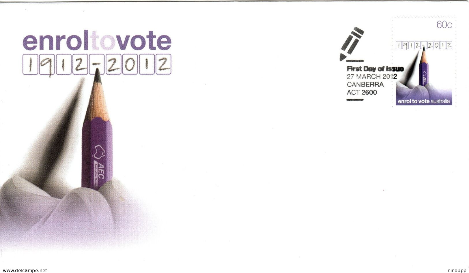 Australia 2012 Enrole To Vote,FDI - Poststempel