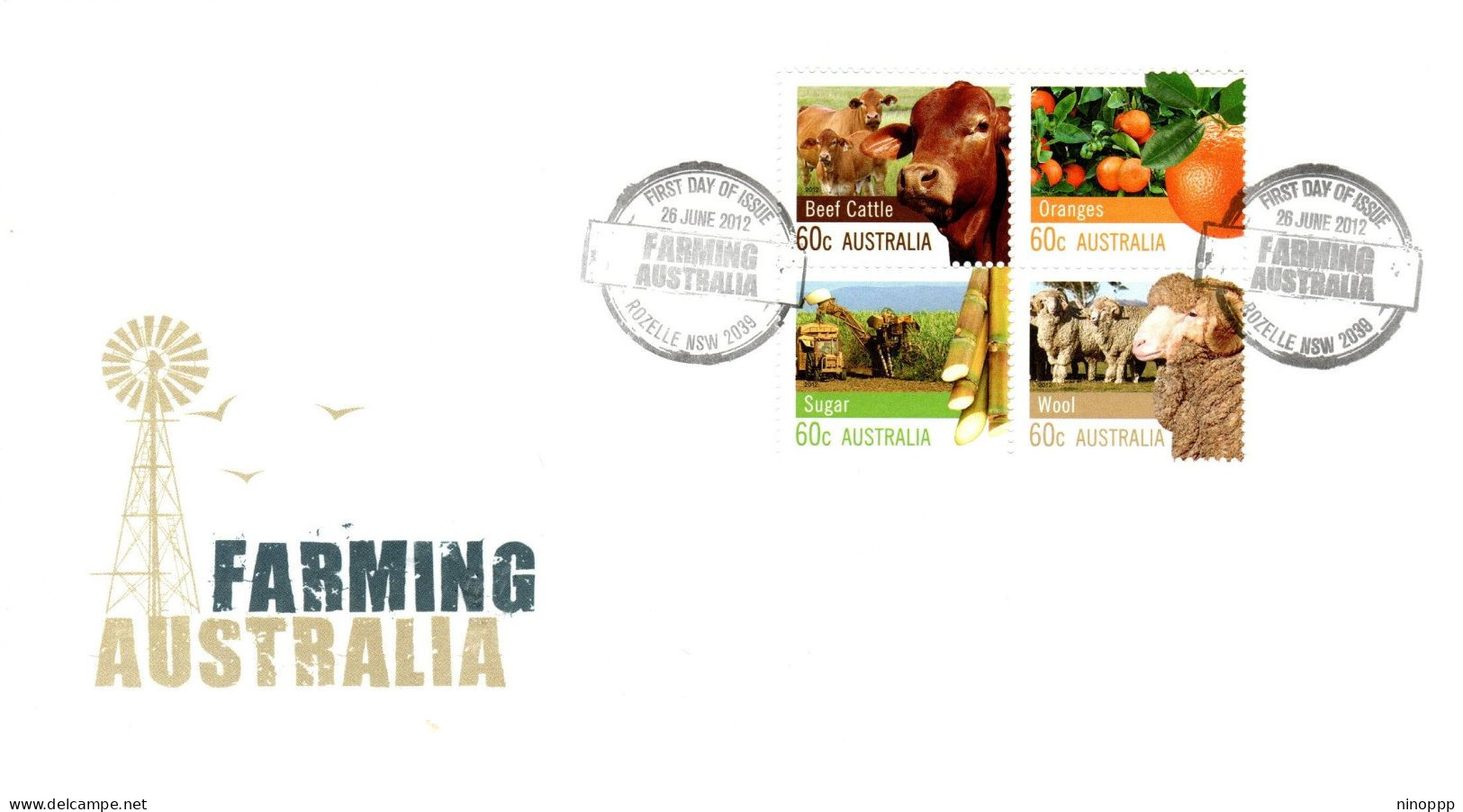 Australia 2012 Farming Australia Block 4,FDI - Marcophilie