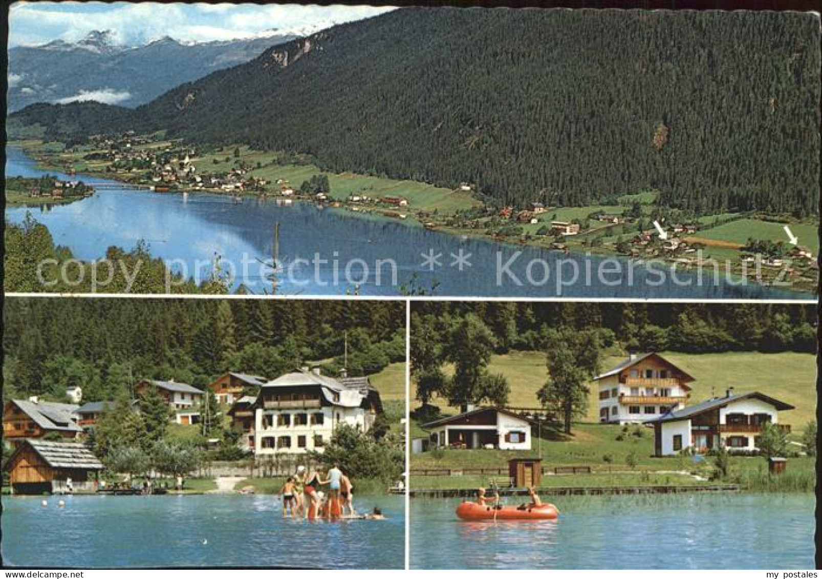 71959746 Weissensee Kaernten Fliegeraufnahme Gaestehaus Bergblick Und Obergasser - Weissensee