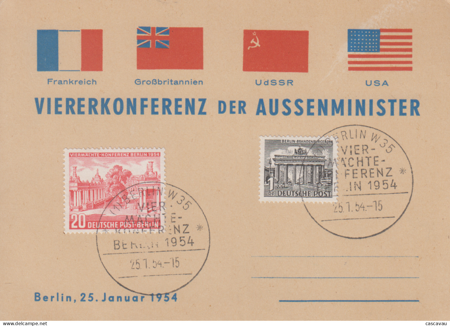 Carte  Maximum  1er  Jour    ALLEMAGNE  BERLIN    Conférence   Des   Quatre    1954 - Cartas Máxima