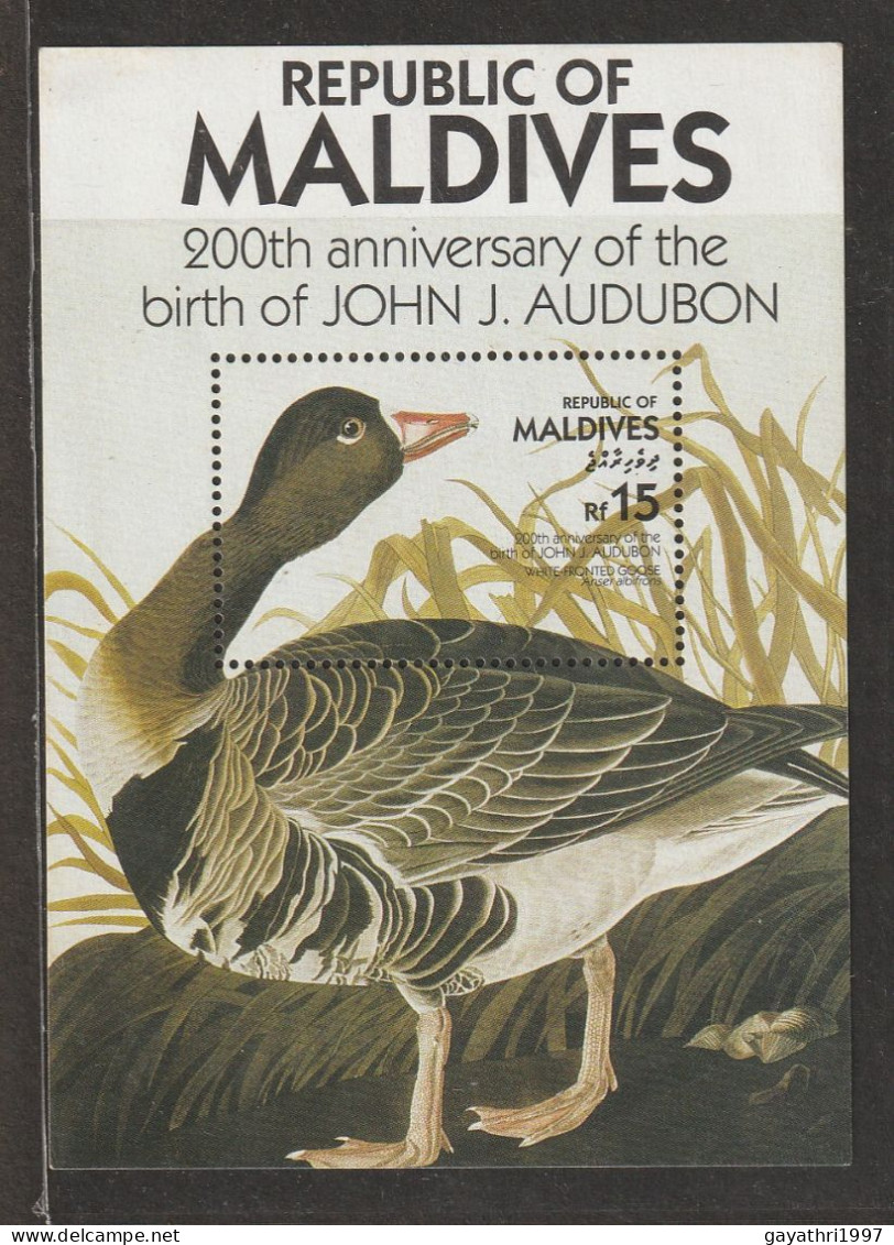 Maldives 200th Anniversary Of The Birth Of John J. Audubon Miniature Sheet Mint Good Condition (S-35) - Ganzen