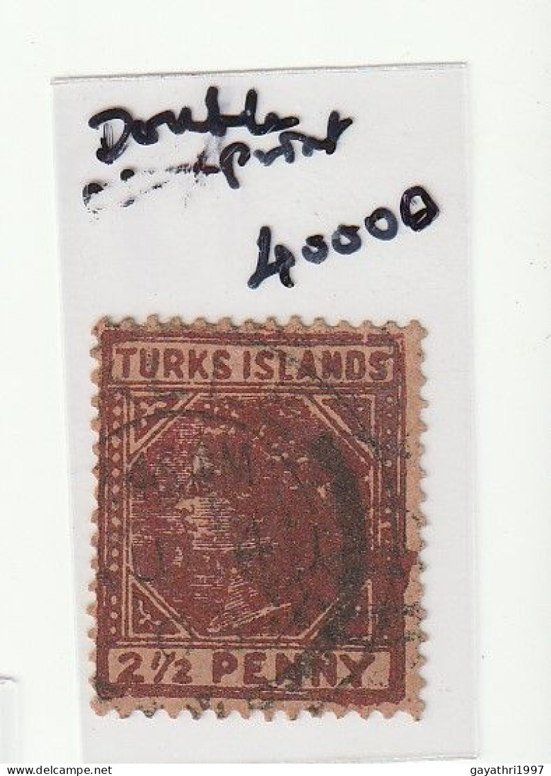 Turks Island 1882 ERROR Double Printed USED W/m Crown CA  SG 56(NORMAL) Good Condition( SH70) - Turks And Caicos