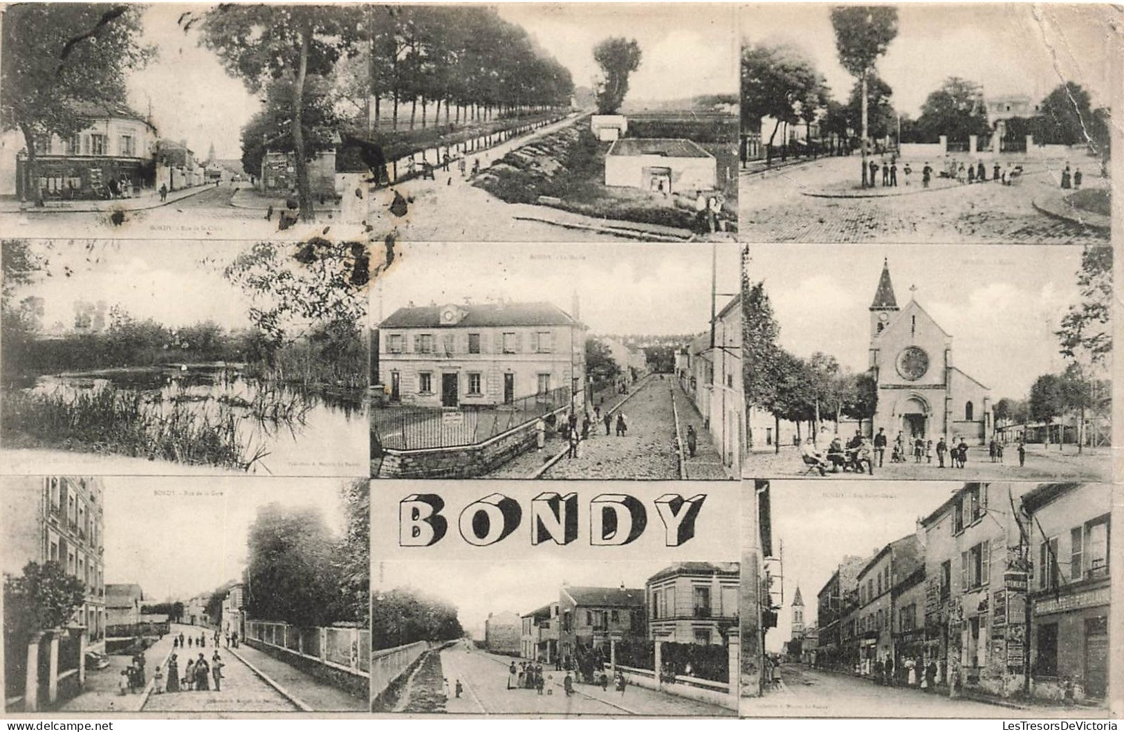FRANCE - Bondy - L'Eglise - Multivues - Oblitération Ambulante - Carte Postale Ancienne - Bondy