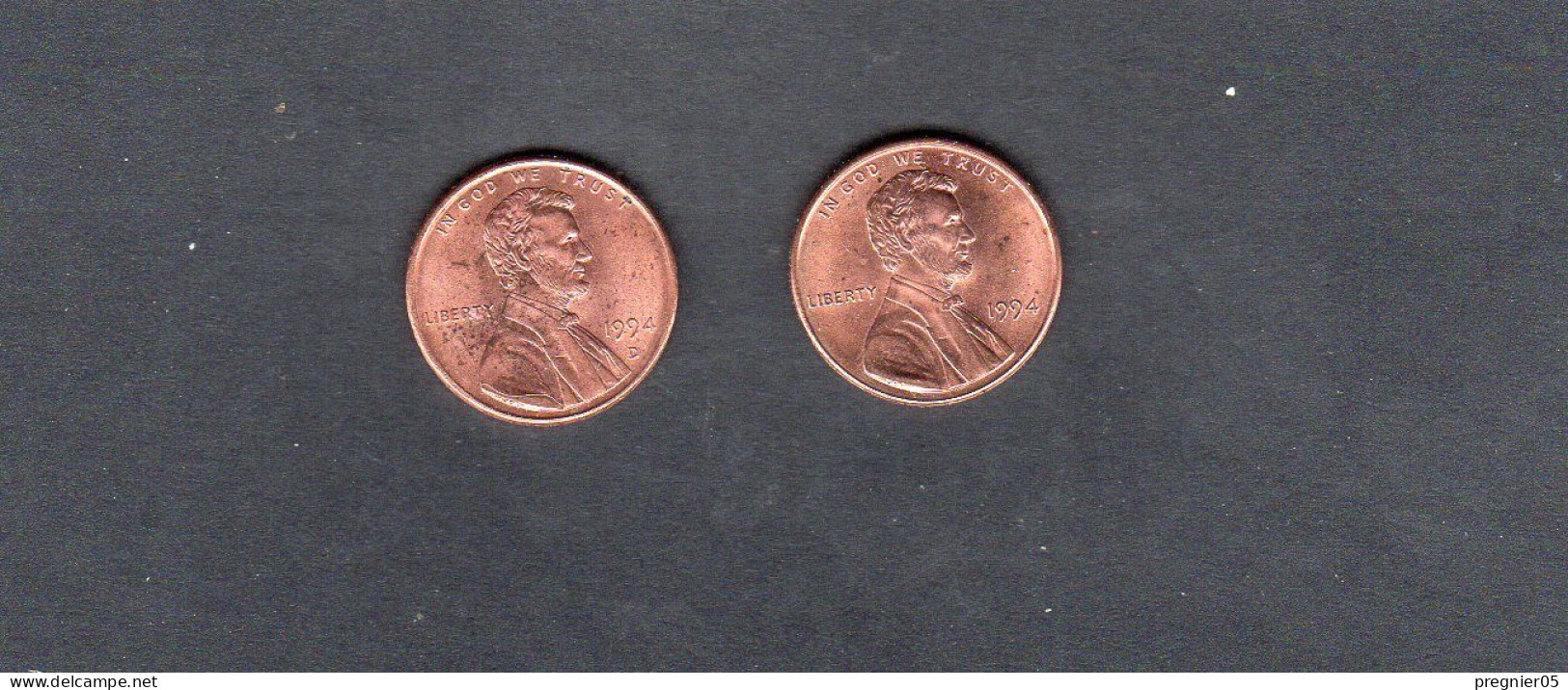 USA - Lot 2 Pièces 1 Cent Lincoln Memorial Penny 1994/94D TTB/VF  KM.201a - 1959-…: Lincoln, Memorial Reverse