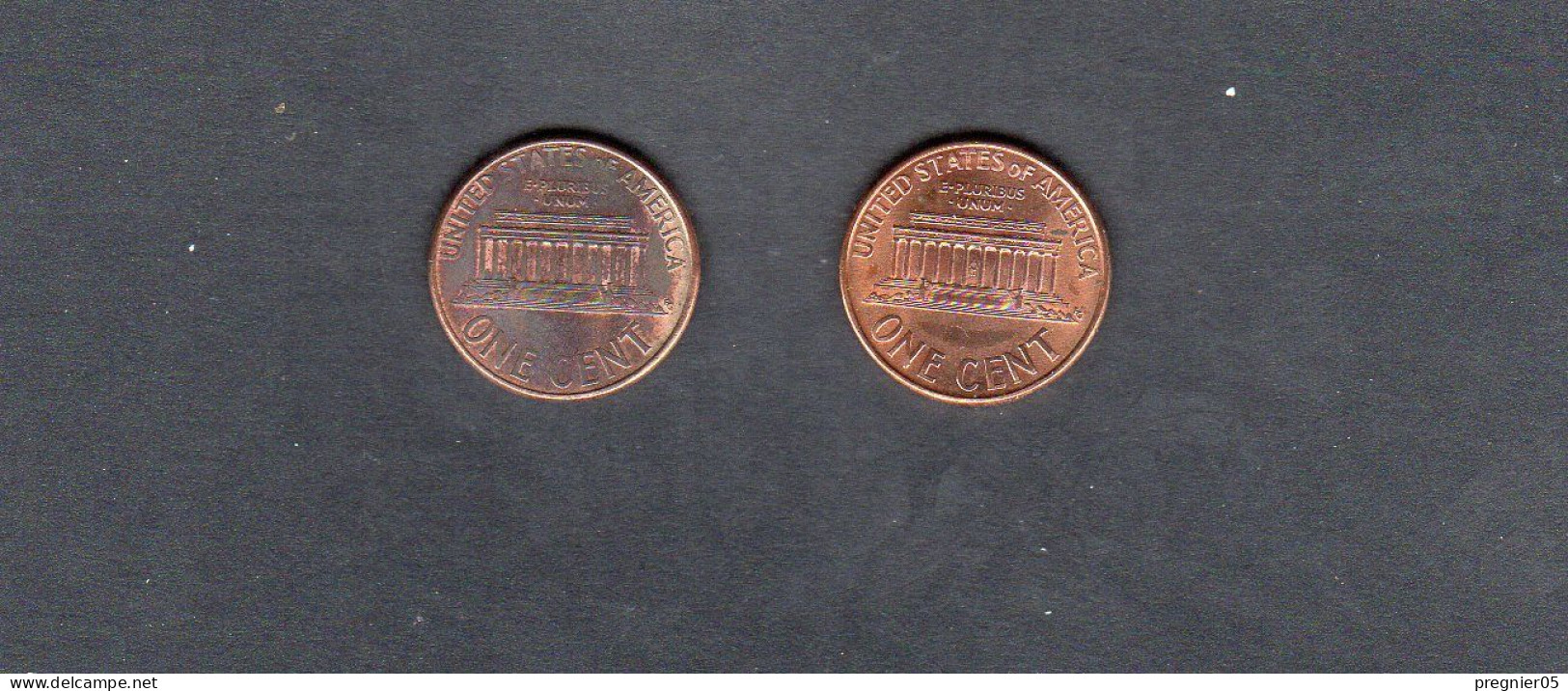 USA - Lot 2 Pièces 1 Cent Lincoln Memorial Penny 1997/97D  KM.201a - 1959-…: Lincoln, Memorial Reverse