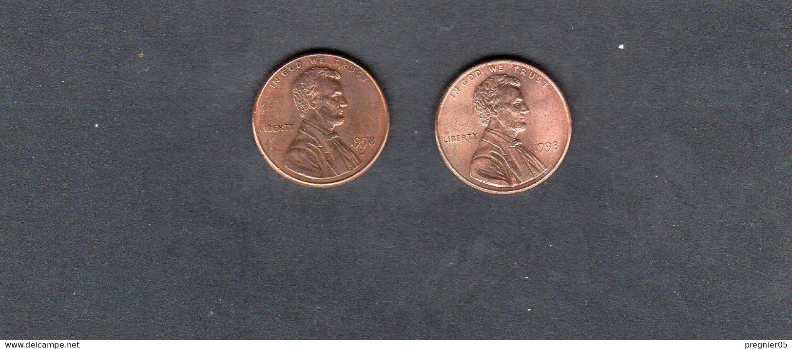 USA - Lot 2 Pièces 1 Cent Lincoln Memorial Penny 1998/98D   KM.201a - 1959-…: Lincoln, Memorial Reverse