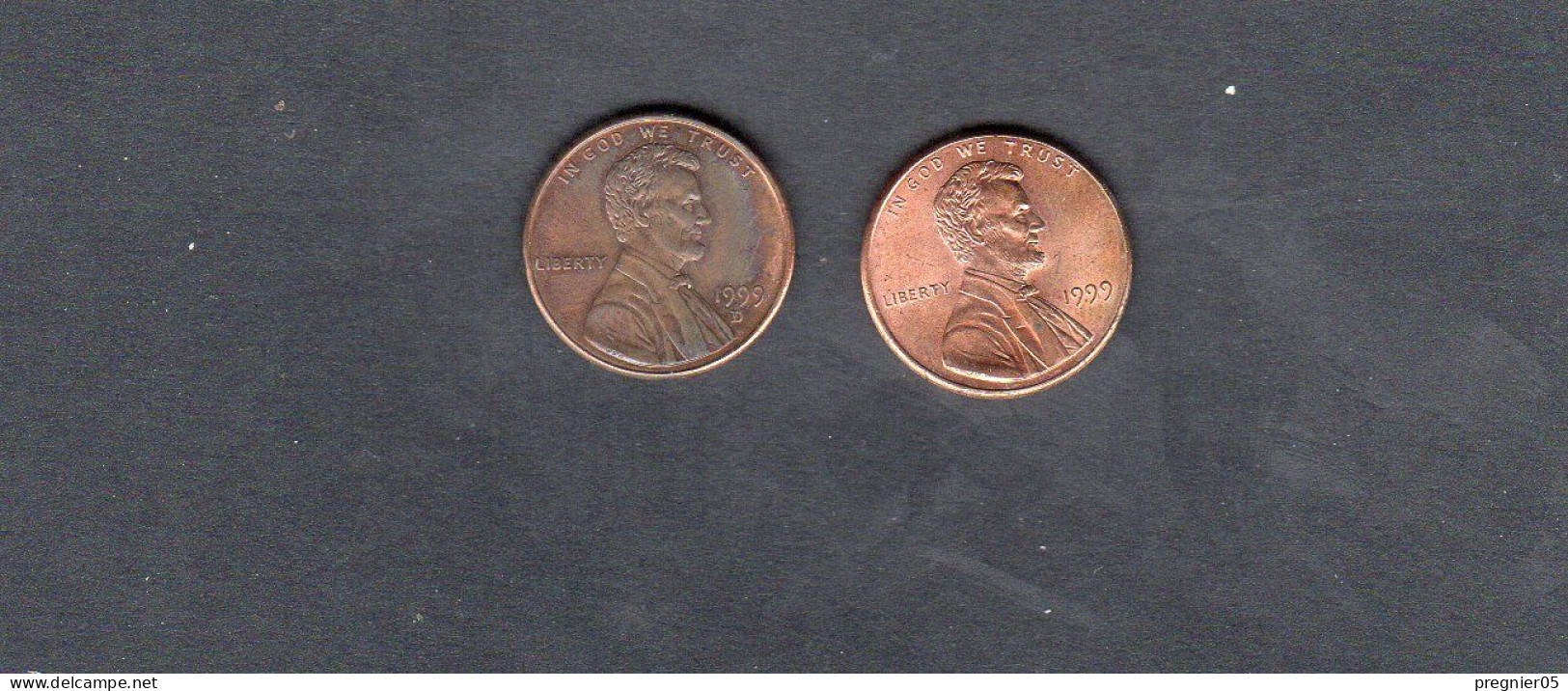 USA - Lot 2 Pièces 1 Cent Lincoln Memorial Penny 1999/99D   KM.201a - 1959-…: Lincoln, Memorial Reverse