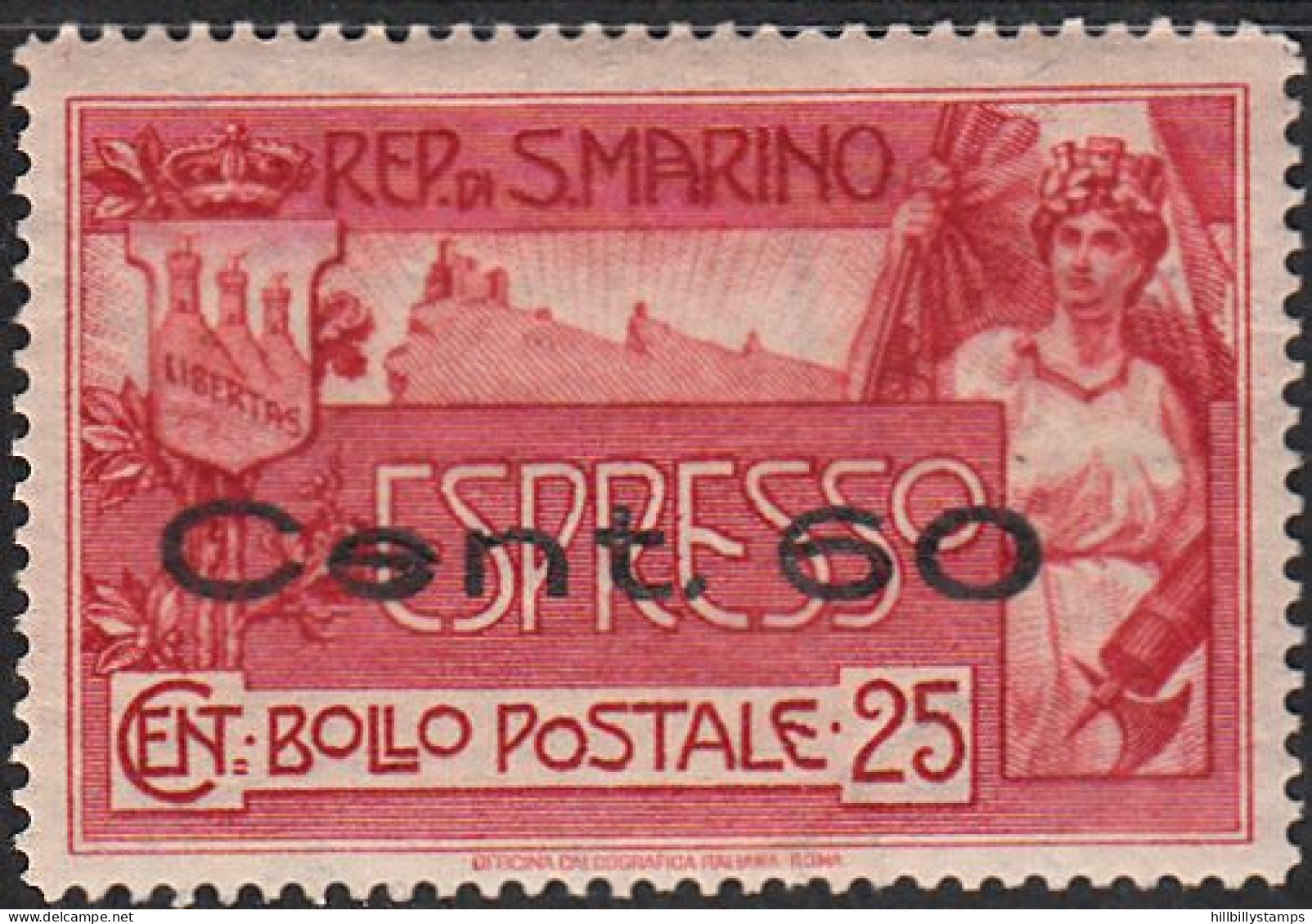 SAN MARINO   SCOTT NO E3  MINT HINGED  YEAR  1923 - Sellos De Urgencia