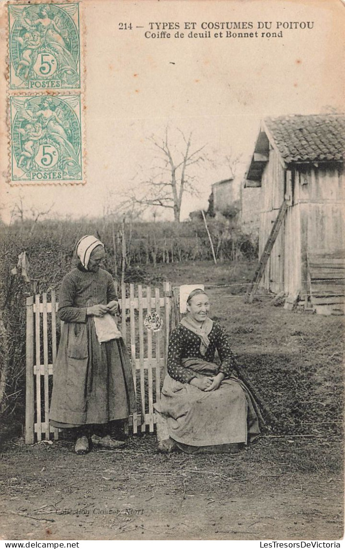 FOLKLORE - Costumes - Coiffe De Deuil Et Bonne Rond - Poitou - Carte Postale Ancienne - Trachten