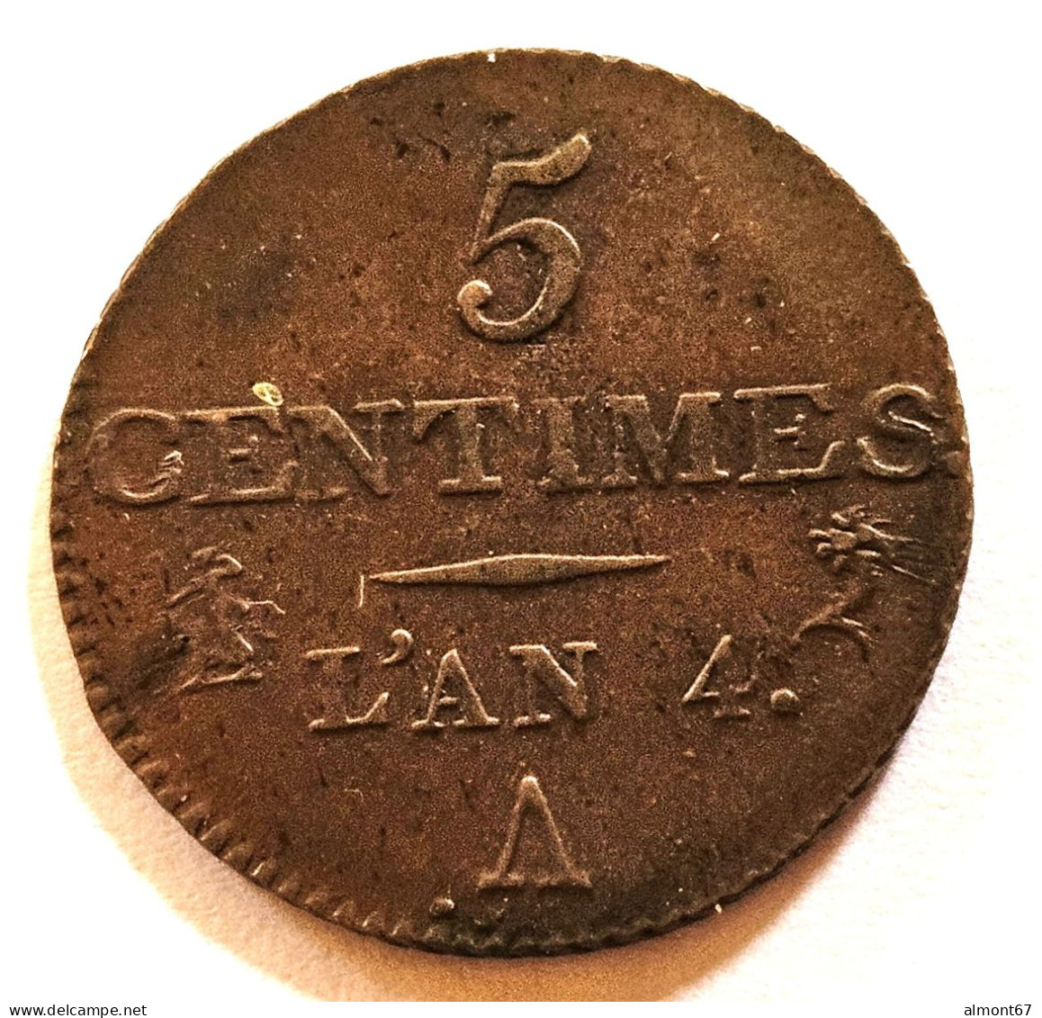 DUPRE - 5 Centimes  L'An 4  - VARIETE  A Sans Barre Horizontale - 1795-1799 Direktorium