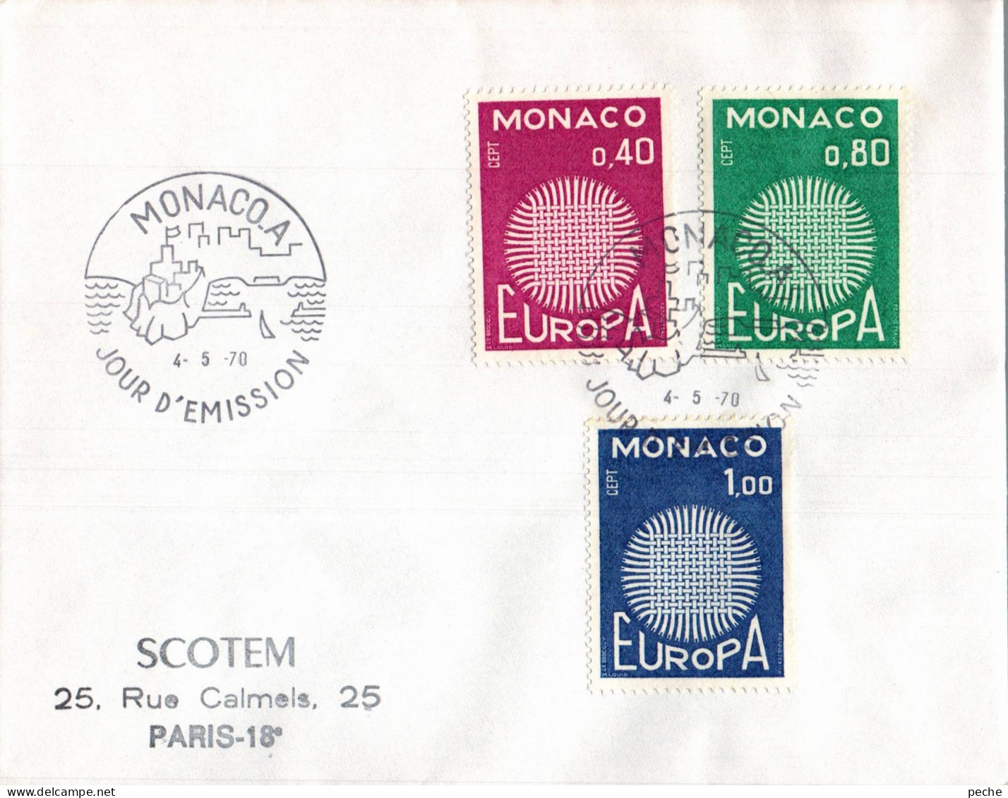 N°883 V -premier Jour D'émission Monaco -Europa- - 1970