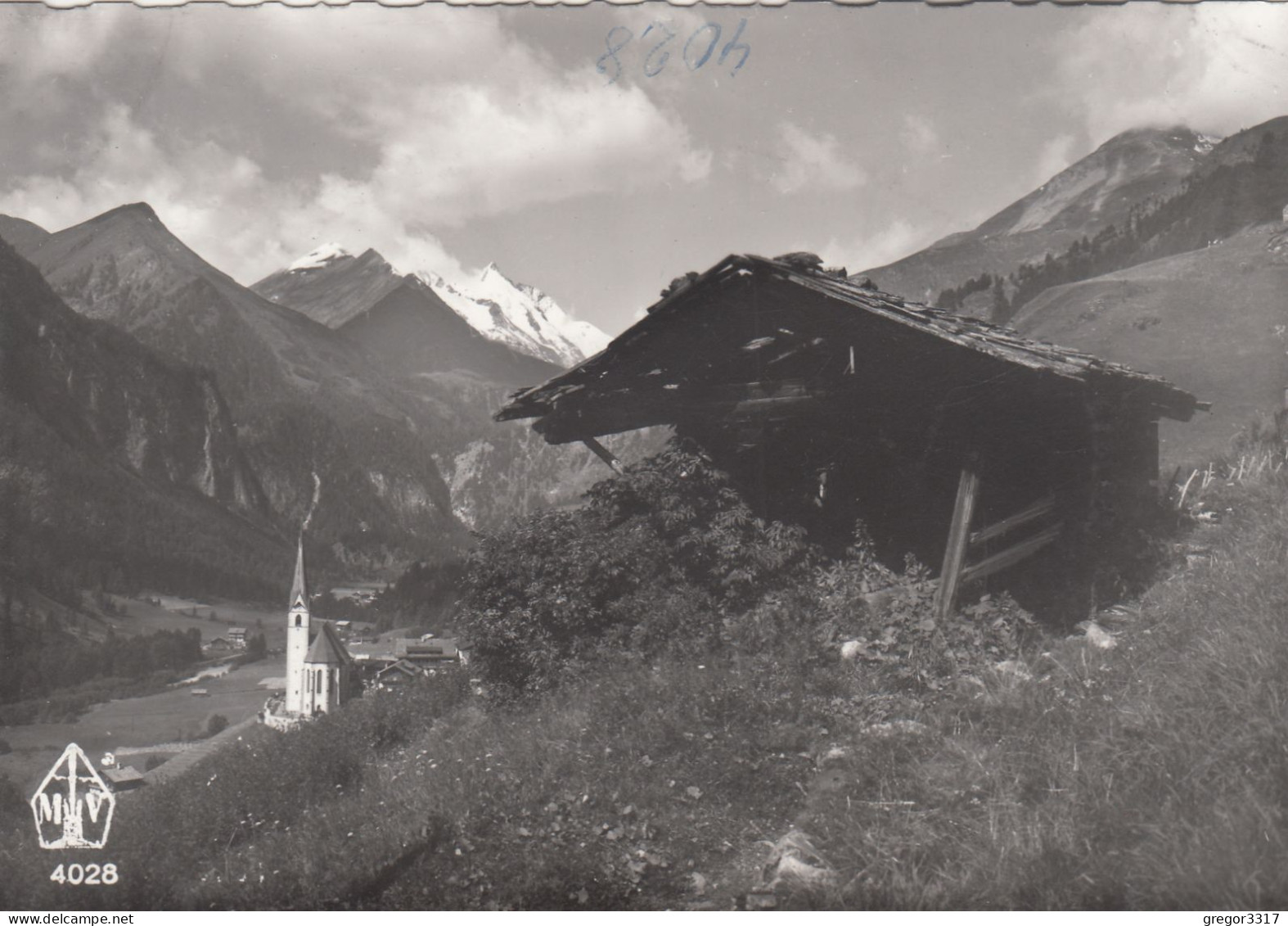 E2778) HEILIGENBLUT - Großglockner - S/W FOTO AK - Mit Holzhütte U. Kirche Im Hintergrund - ALT ! - Heiligenblut