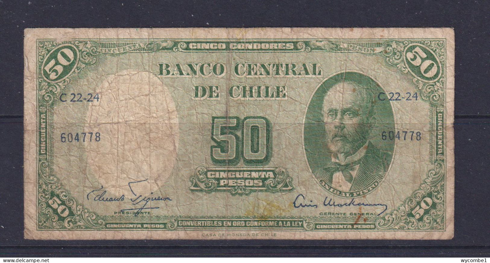 CHILE - 1960 50 Pesos Circulated Banknote - Chile