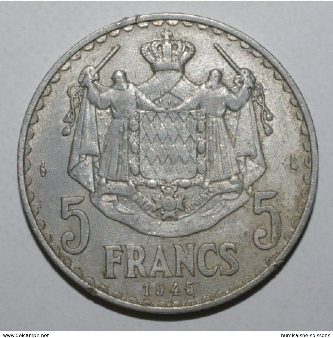 MONACO - KM 122 - 5 FRANCS 1945 - LOUIS II - TB - 1922-1949 Louis II