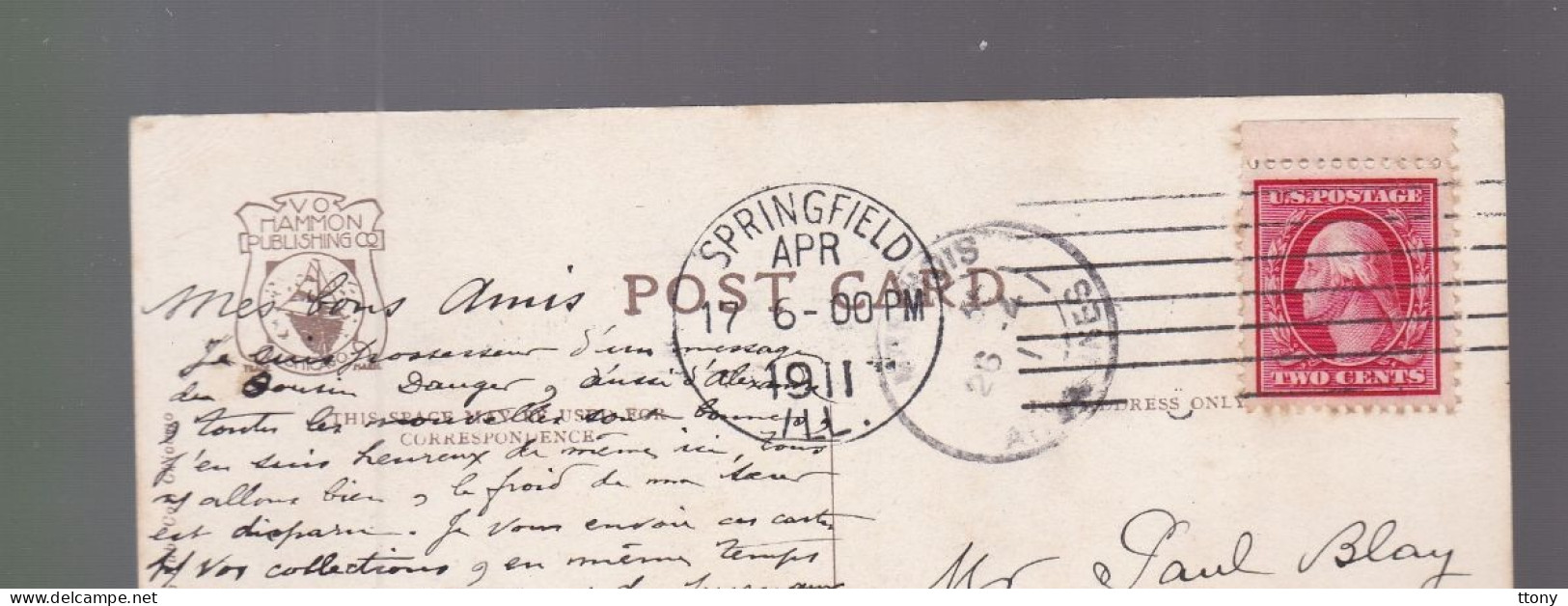 USA – United States – Capitol  Springfield Illinois  Carte Circulée 1911 Destination France Ardennes - Springfield – Illinois