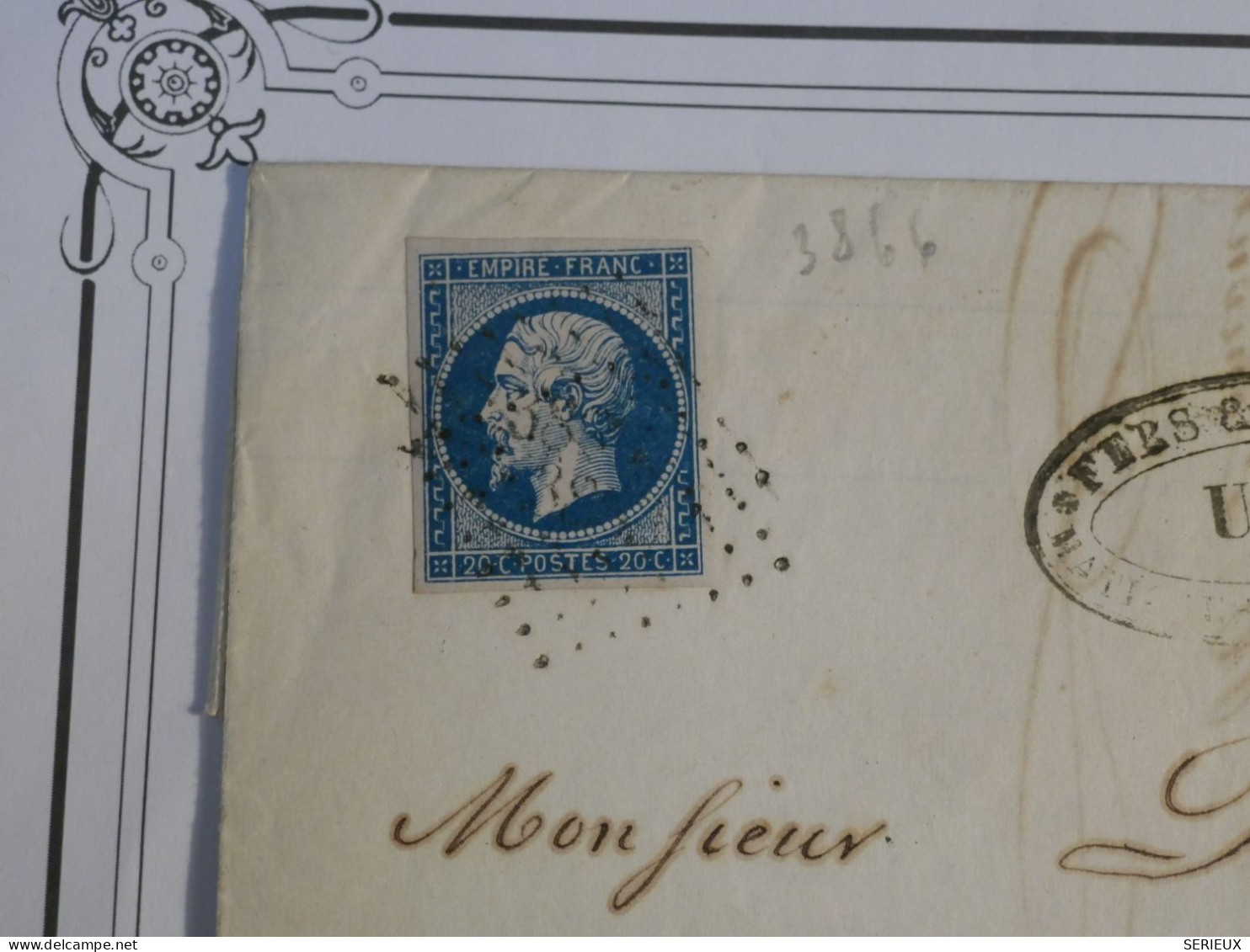 DH10 FRANCE BELLE LETTRE RARE CACHET 1857  PETIT BUREAU UZA  A DAX   +  PERLé   N° 14  ++ AFF. INTERESSANT++ - 1849-1876: Periodo Classico