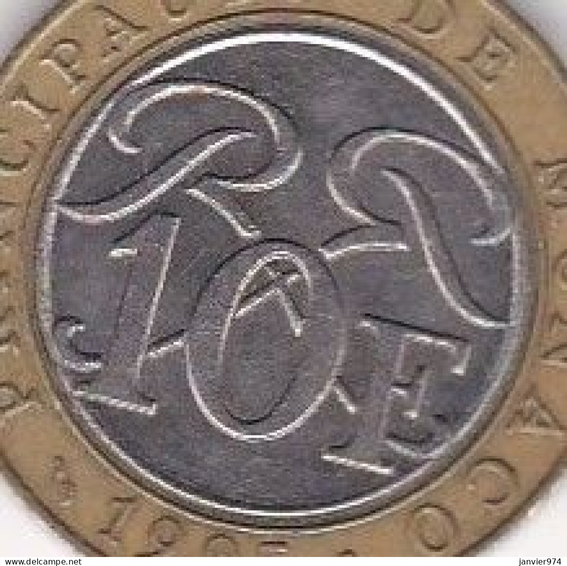 Fauté Monaco 10 Francs 1995, Double Listel Au Niveau Du Cœur, Avers Et Revers - 1960-2001 Neue Francs