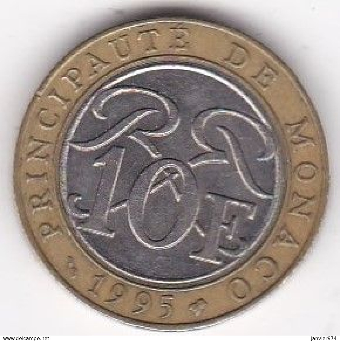 Fauté Monaco 10 Francs 1995, Double Listel Au Niveau Du Cœur, Avers Et Revers - 1960-2001 Nieuwe Frank