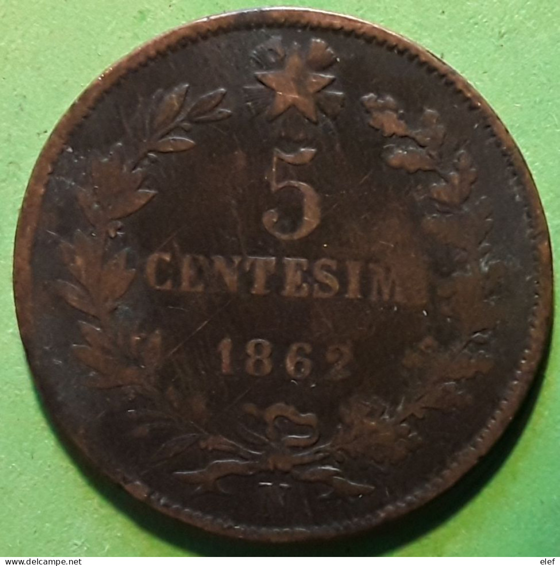 Monnaie Moneta Moneda Coin , Italia 5 Centesimi , N , Vittorio Emanuele II , 1862 - 1861-1878 : Victor Emmanuel II