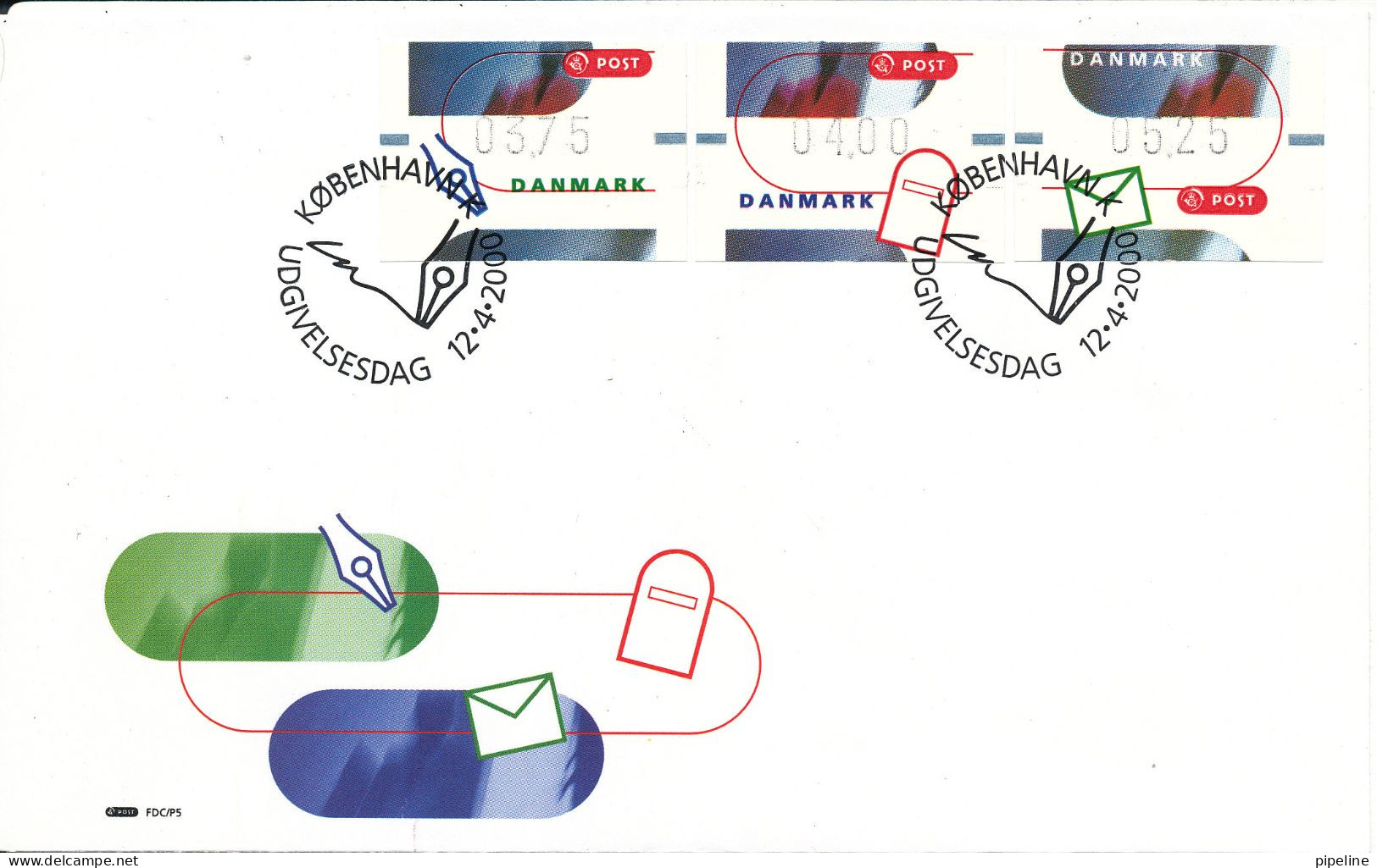 Denmark FDC 12-4-2000 Set Of 3 FRAMA Labels With Cachet - Automatenmarken [ATM]