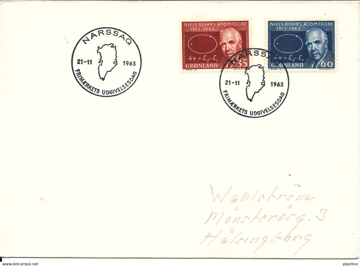 Greenland FDC 21-11-1963 Complete Set Niels Bohr - FDC