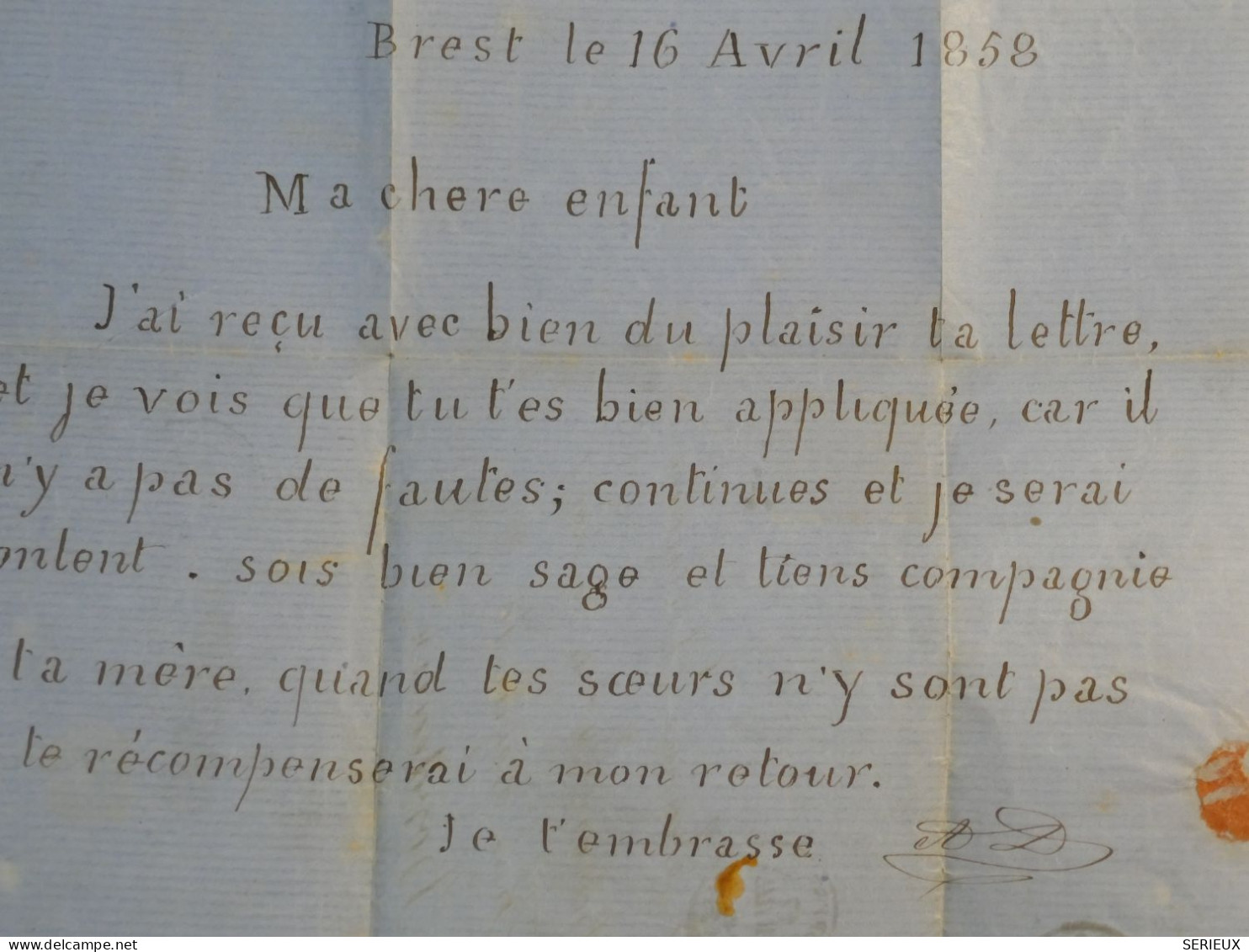 DH10 FRANCE BELLE LETTRE  ++ 1858 BREST A   BORDEAUX +    N° 14 + AFF. INTERESSANT++   ++ - 1849-1876: Classic Period