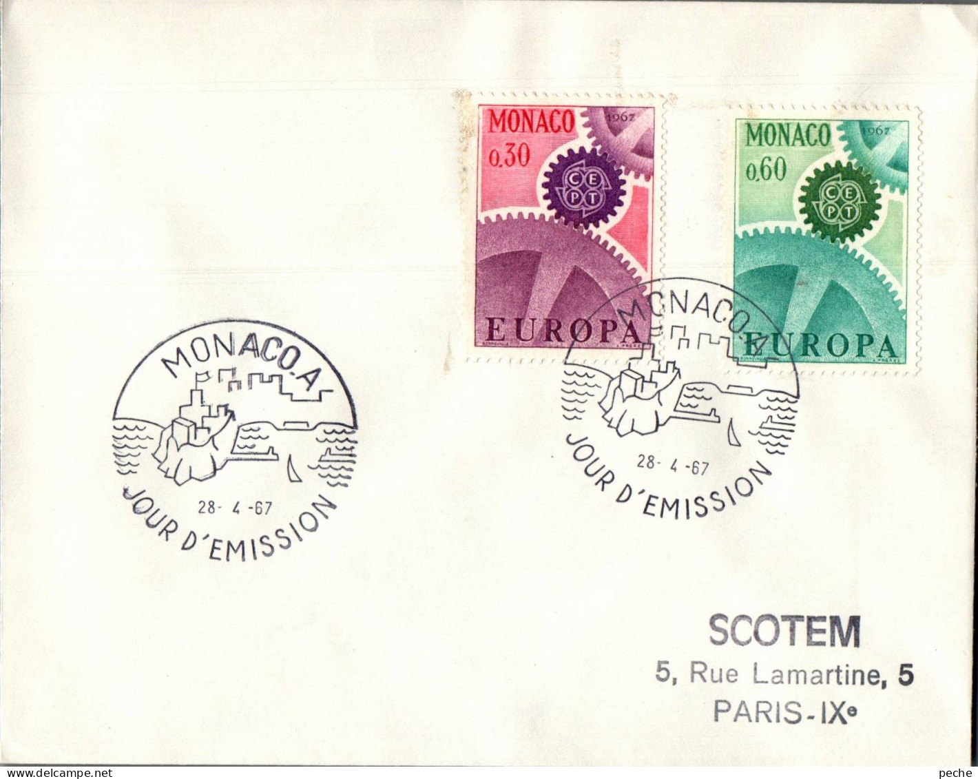 N°909 V -premier Jour D'émission Monaco -Europa-1967- - 1968