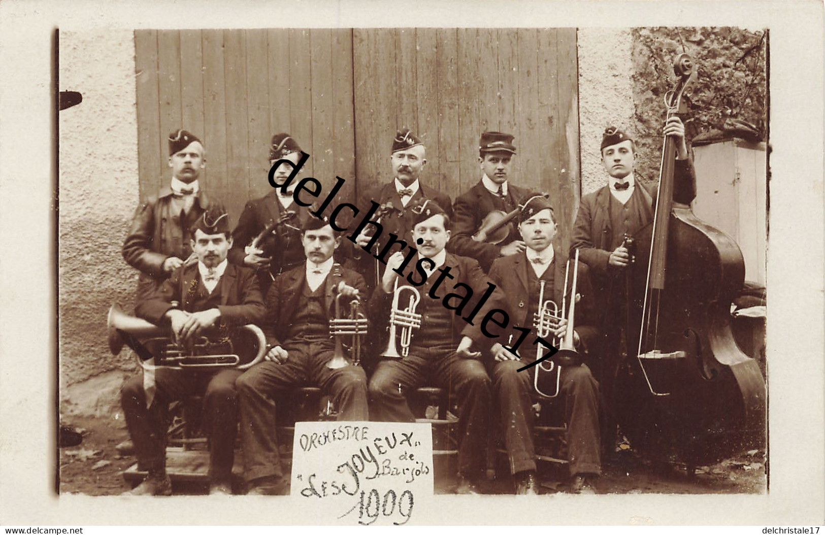 CPA 83 0015 BARJOLS - TRÈS RARE - Carte Photo Orchestre Des Joyeux De BARJOLS 1909 - Animée écrite - Barjols