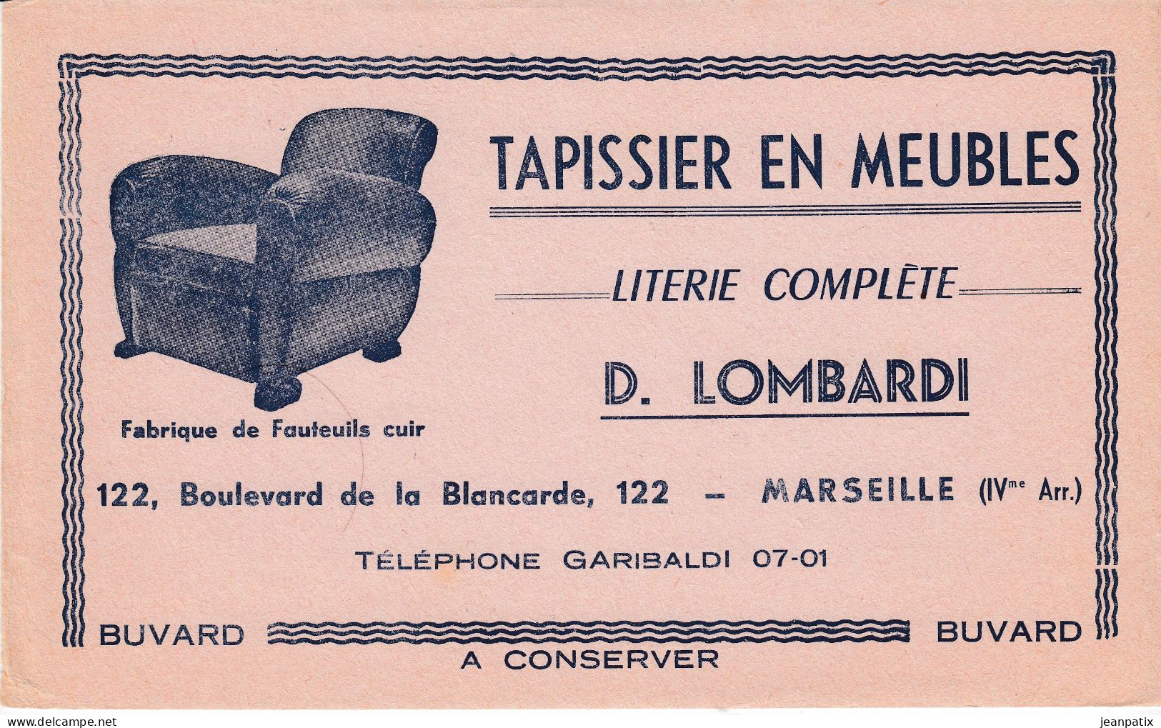 BUVARD & BLOTTER - Tapissier En Meubles - Literie Complète - D. LOMBARDI - 122 Boulevard Blancarde MARSEILLE - Chocolat