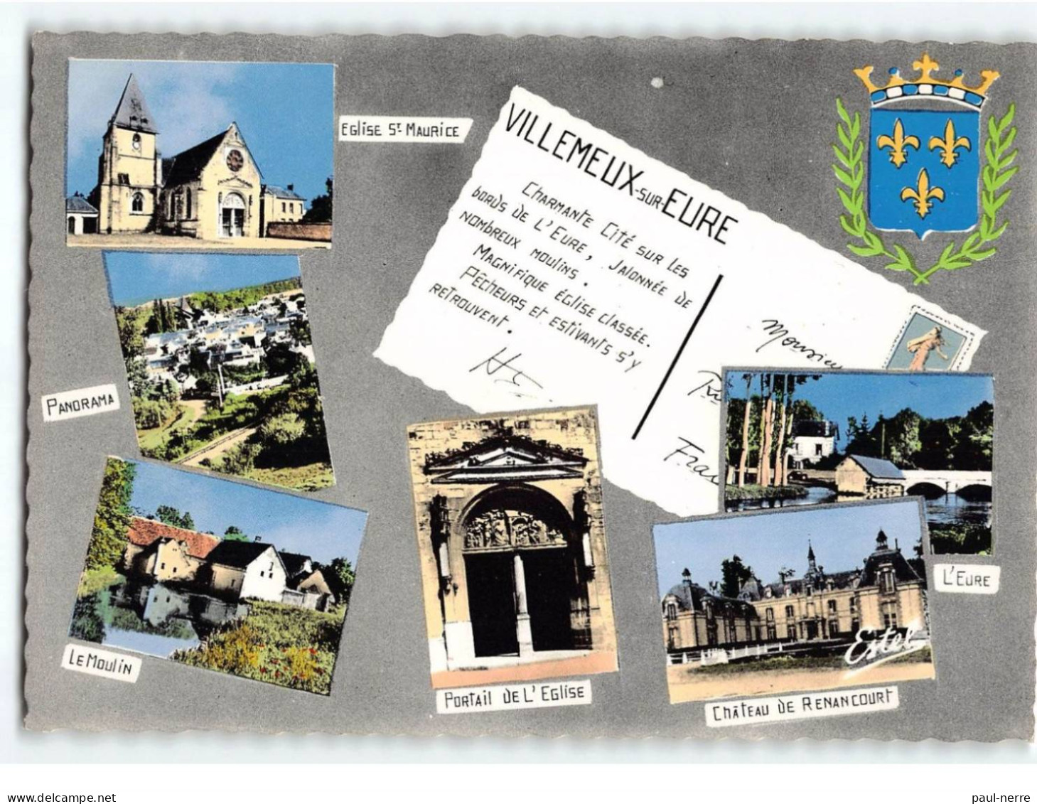 VILLEMEUX SUR EURE : L'Eglise, Panorama, Le Moulin, Portail De L'Eglise, Château De Renancourt, L'Eure - Très Bon état - Villemeux-sur-Eure