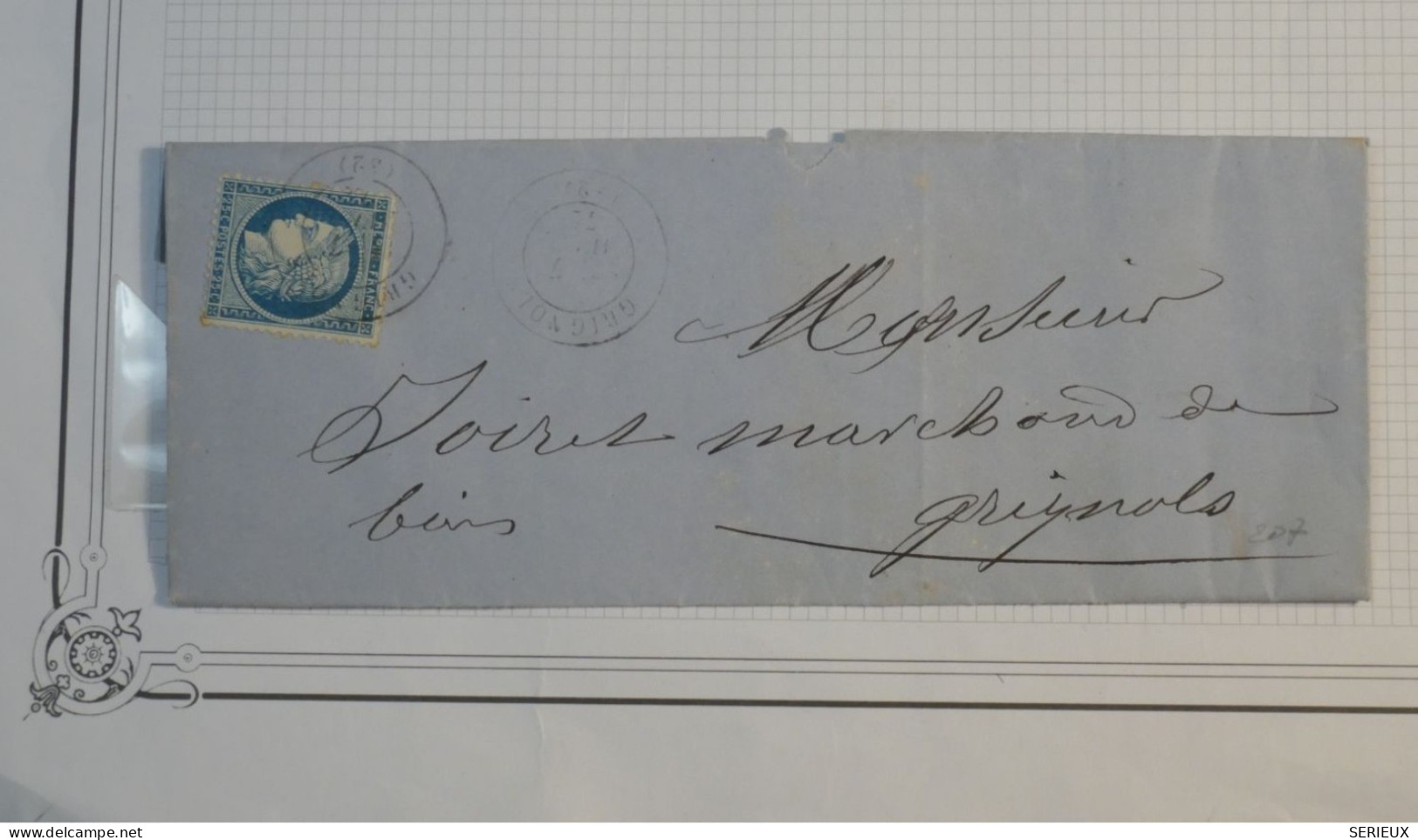 DH10 FRANCE BELLE LETTRE   ++ 1872 A GRIGNOLS  +CERES N°60 + AFF. INTERESSANT++   ++ - 1849-1876: Classic Period