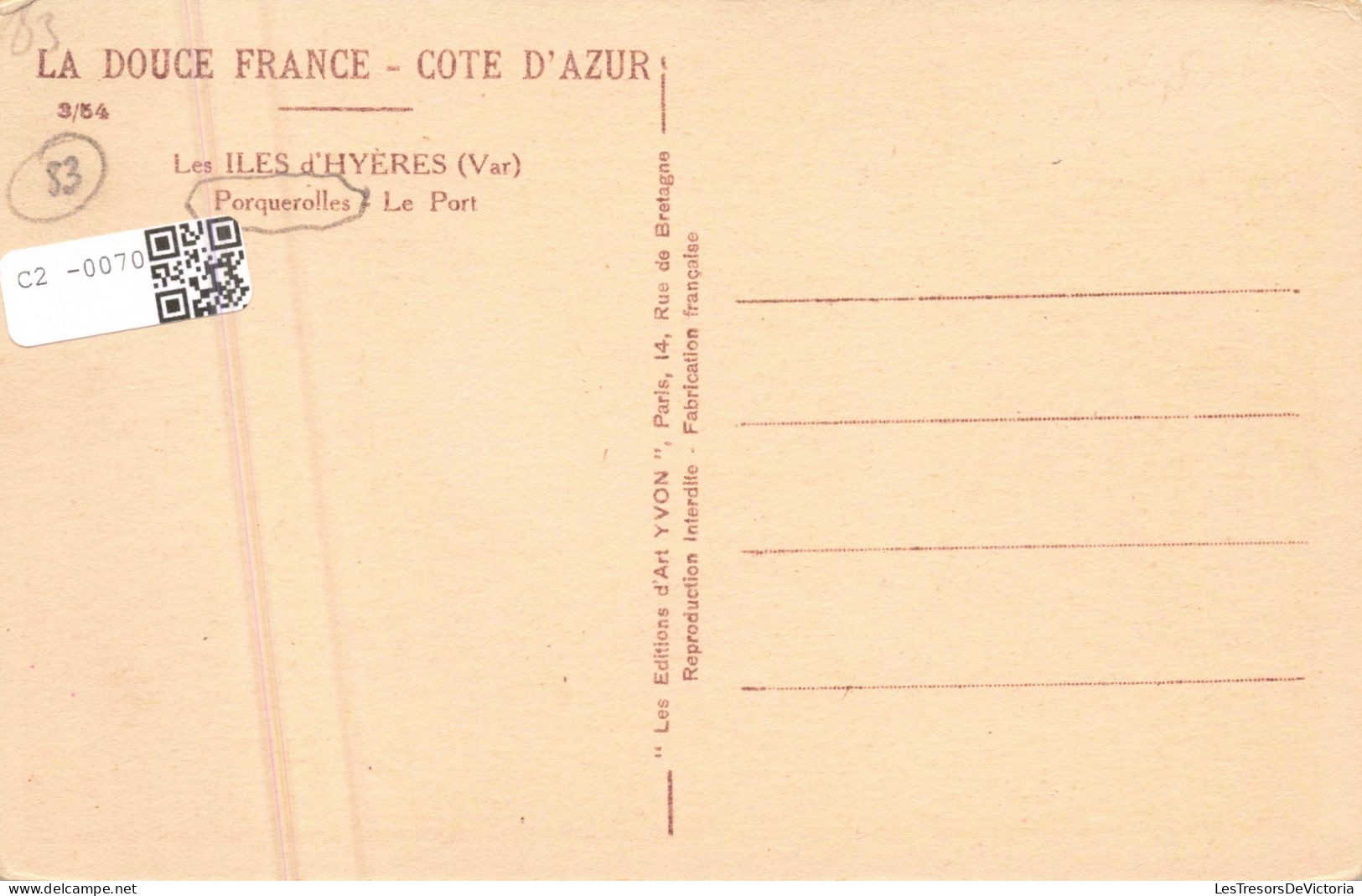 FRANCE - 83 - Porquerolles - Le Port - Carte Postale Ancienne - Porquerolles