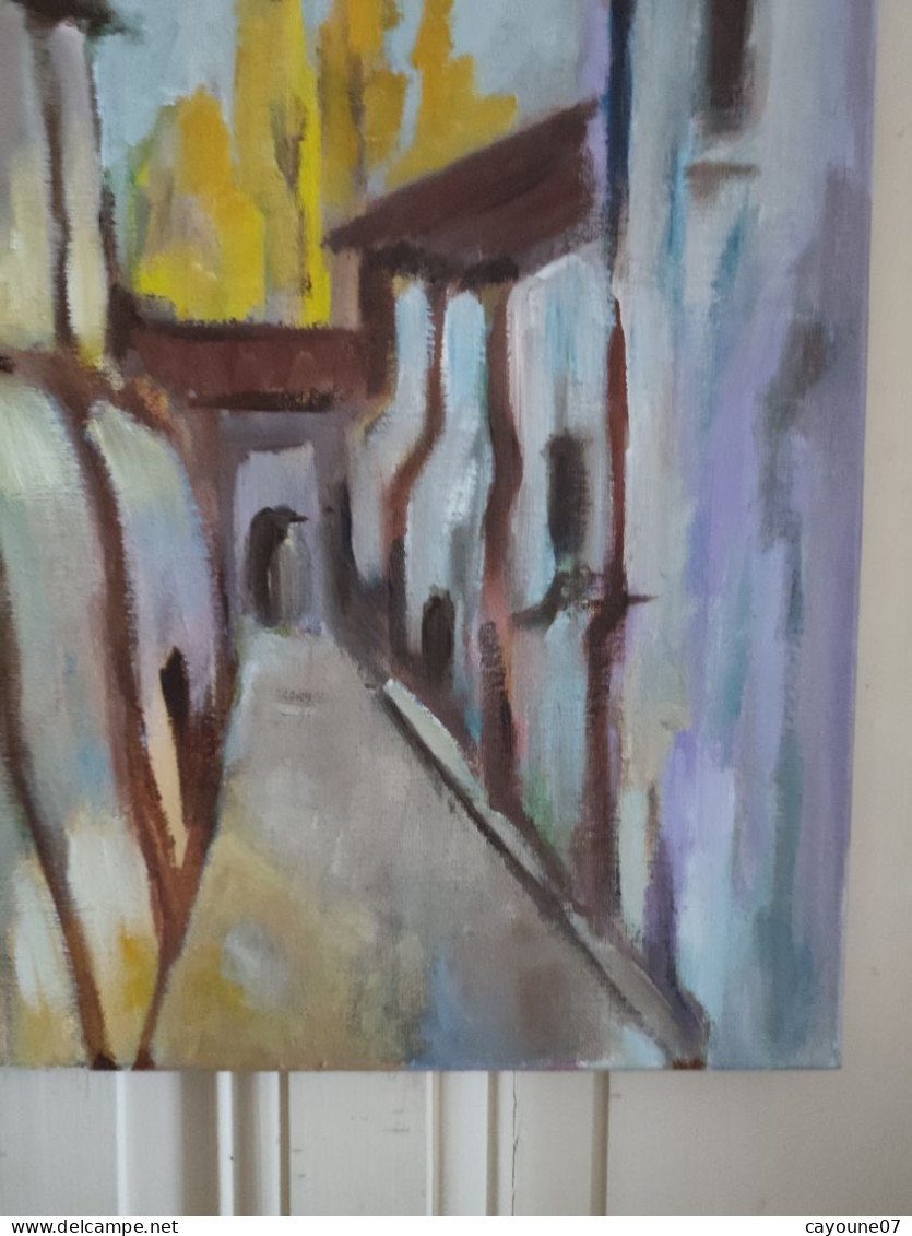 LP PARMA (XXème) "Rêve" vue de ruelle acrylique sur toile