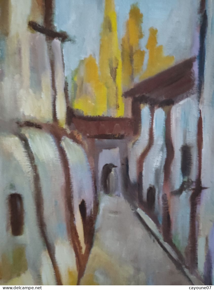 LP PARMA (XXème) "Rêve" vue de ruelle acrylique sur toile