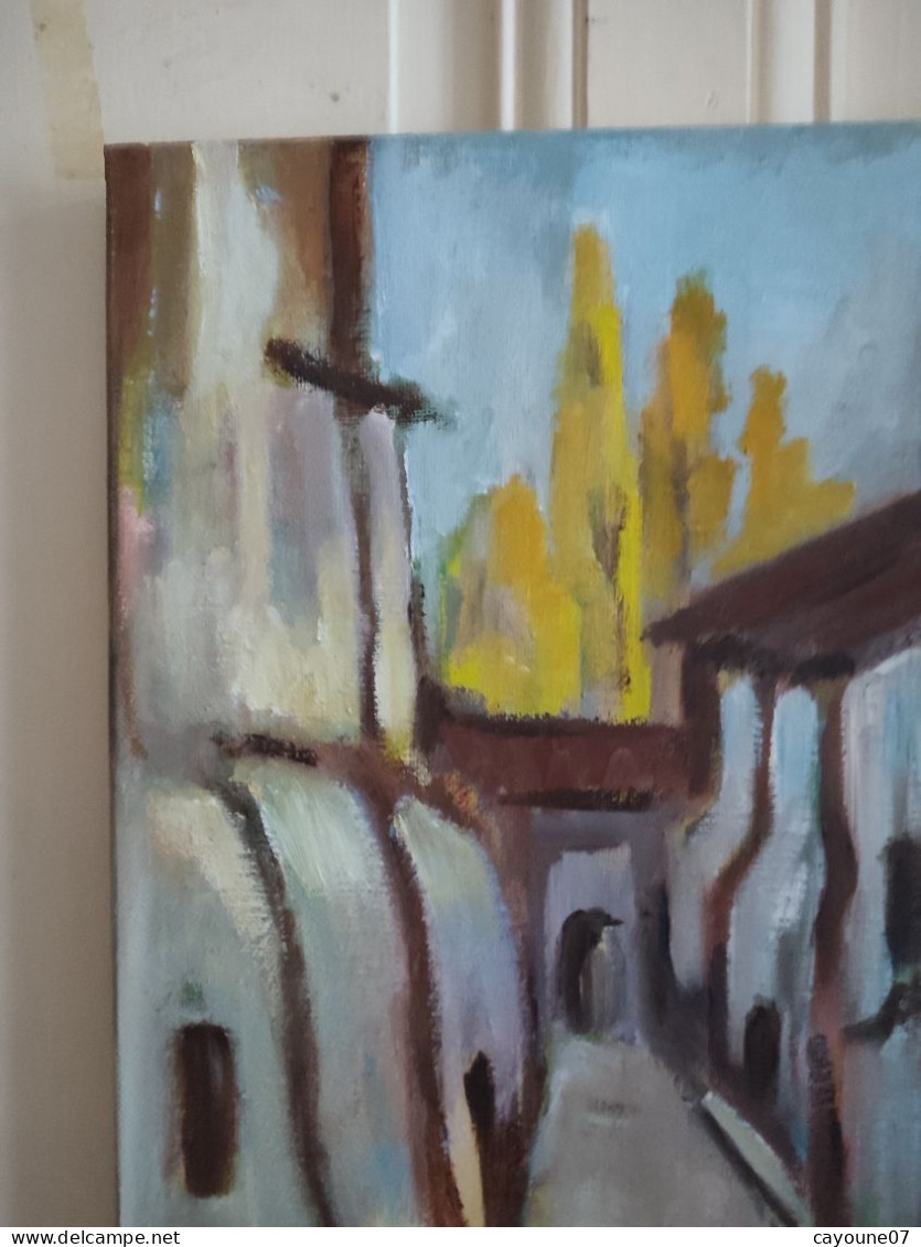 LP PARMA (XXème) "Rêve" vue de ruelle acrylique sur toile