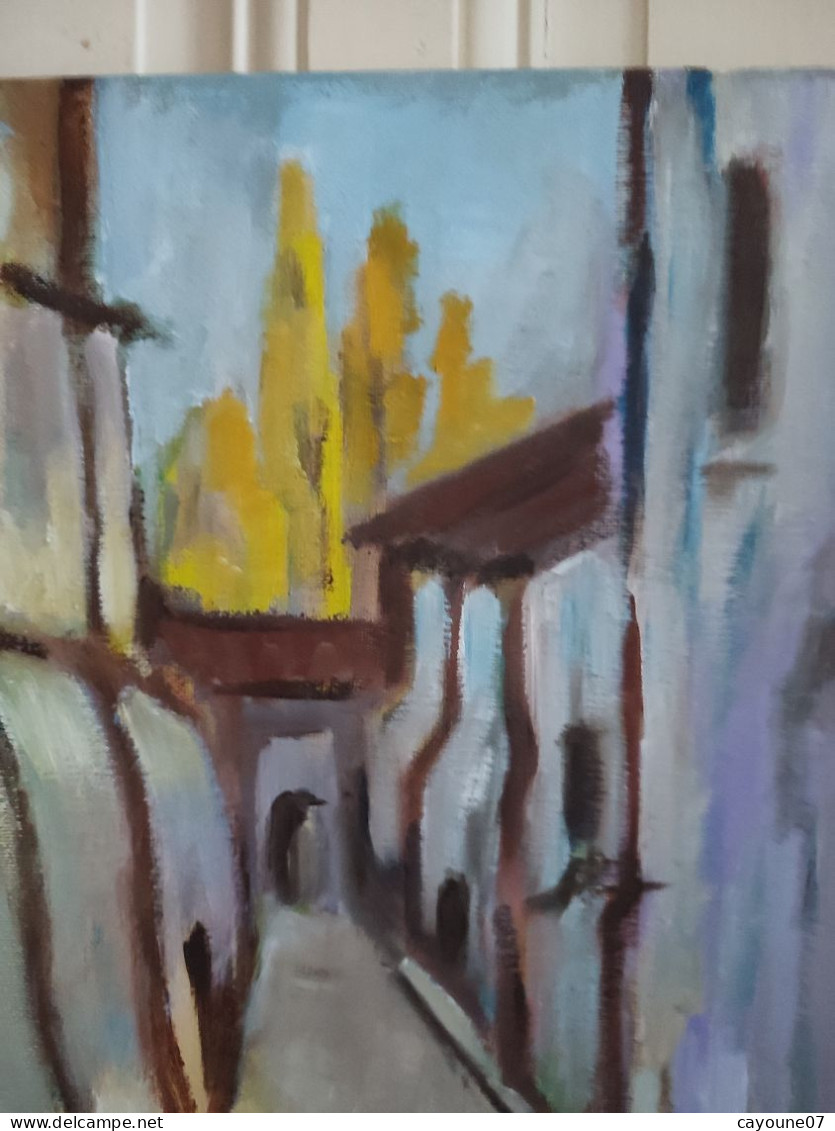 LP PARMA (XXème) "Rêve" vue de ruelle acrylique sur toile