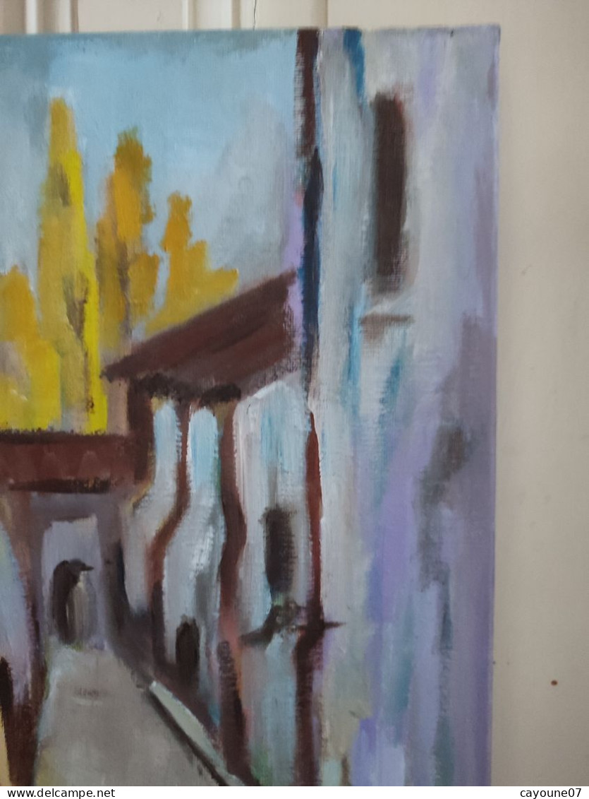 LP PARMA (XXème) "Rêve" vue de ruelle acrylique sur toile