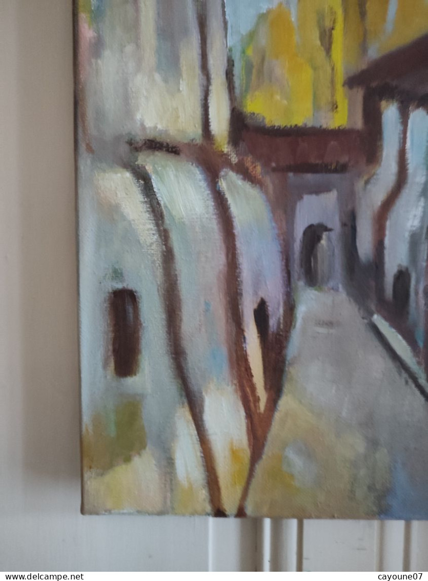 LP PARMA (XXème) "Rêve" vue de ruelle acrylique sur toile