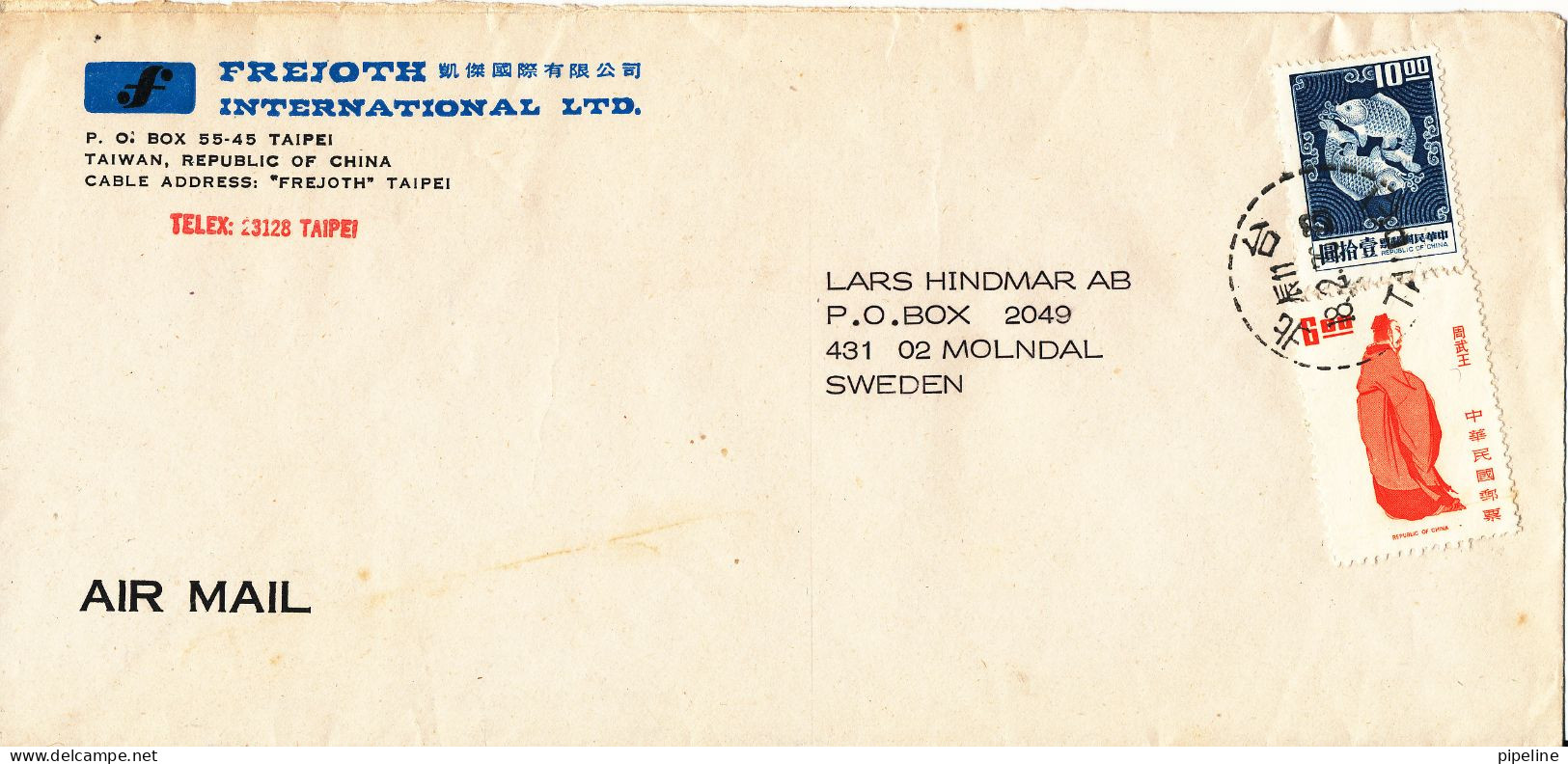 Taiwan Air Mail Cover Sent To Sweden 18-2-1976 - Airmail