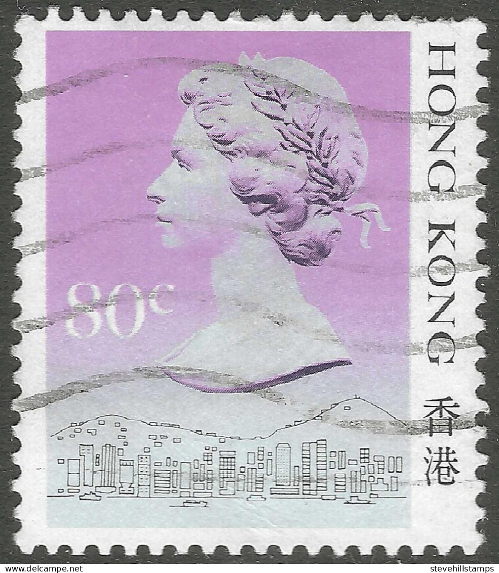 Hong Kong. 1987 QEII. 80c Used. No Date Imprint. SG 605 - Used Stamps