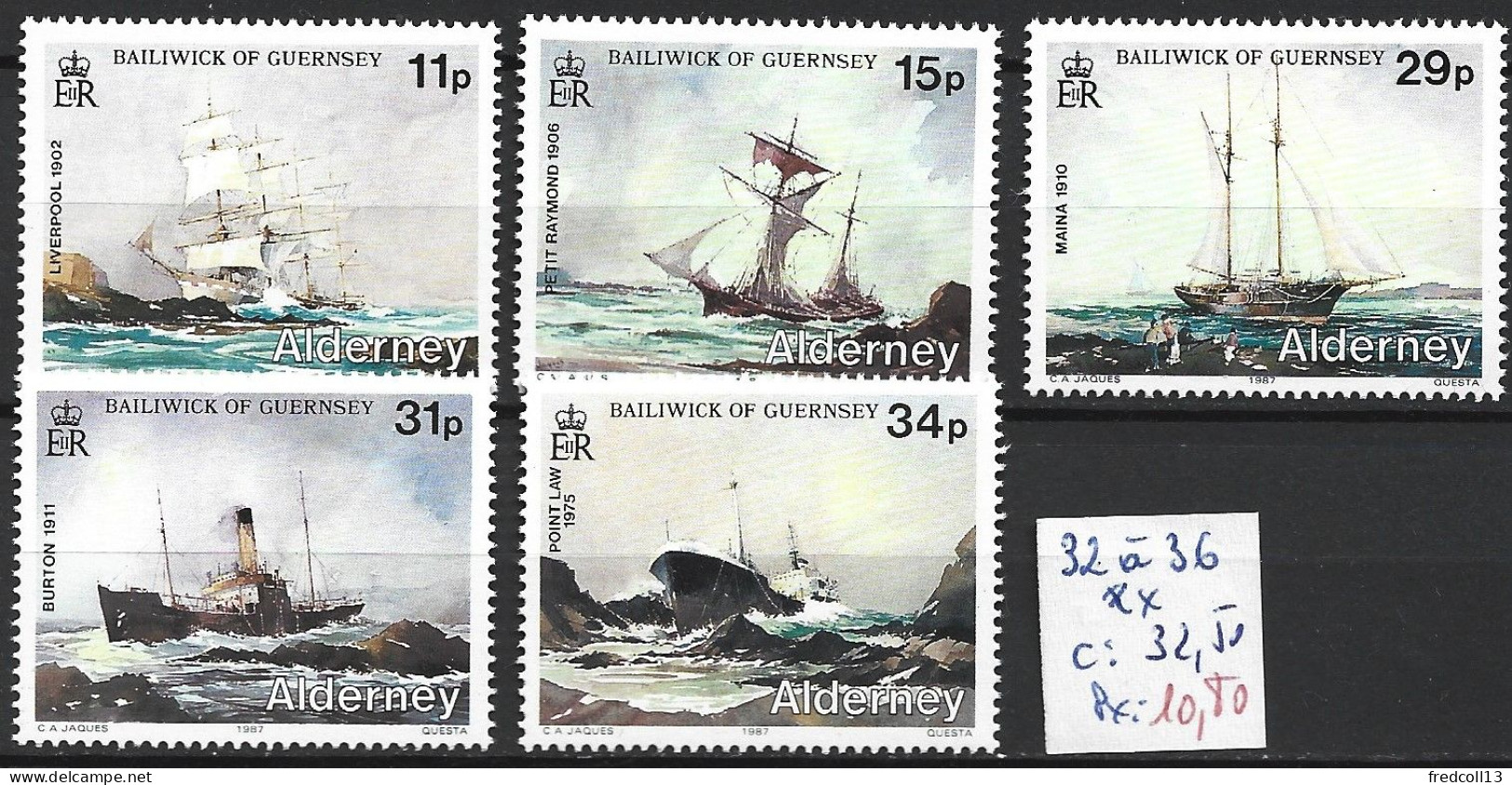 ALDERNEY 32 à 36 ** Côte 32.50 € - Alderney